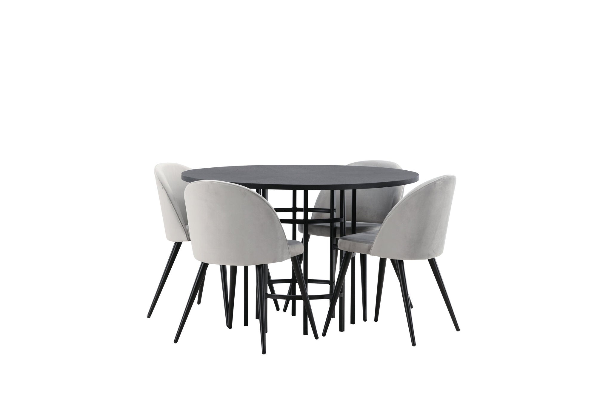 Venture Home Copenhagen spisebord - Black / Black Veneer +Velvet Spisebordsstol - Light Grey / Black _4