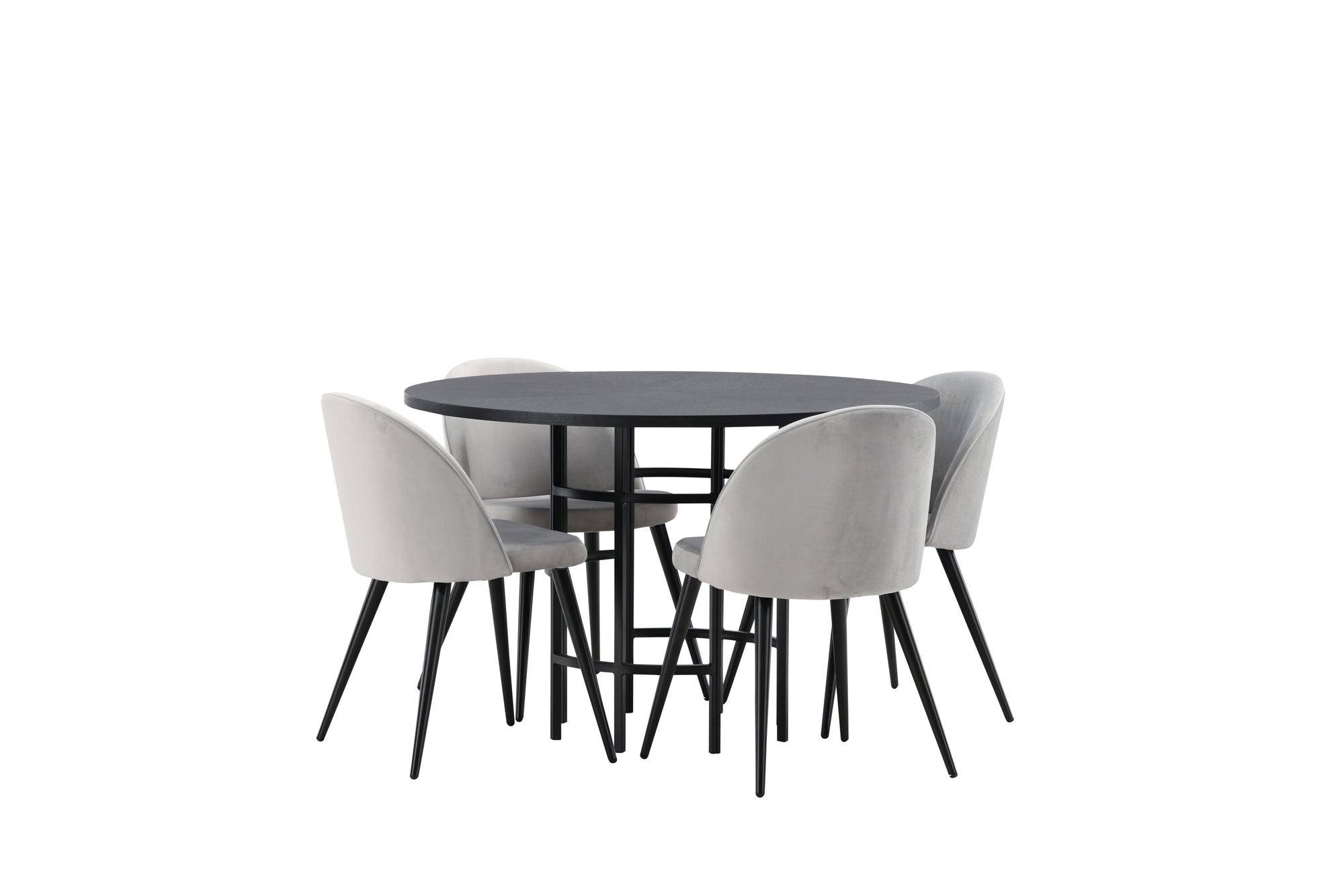 Venture Home Copenhagen spisebord - Black / Black Veneer +Velvet Spisebordsstol - Light Grey / Black _4
