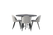 Venture Home Copenhagen spisebord - Black / Black Veneer +Velvet Spisebordsstol - Light Grey / Black _4