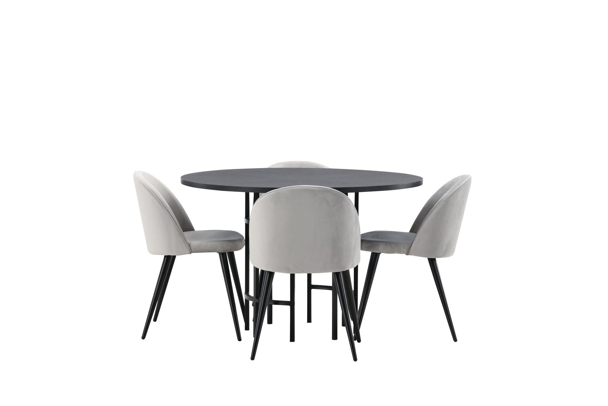 Venture Home Copenhagen spisebord - Black / Black Veneer +Velvet Spisebordsstol - Light Grey / Black _4