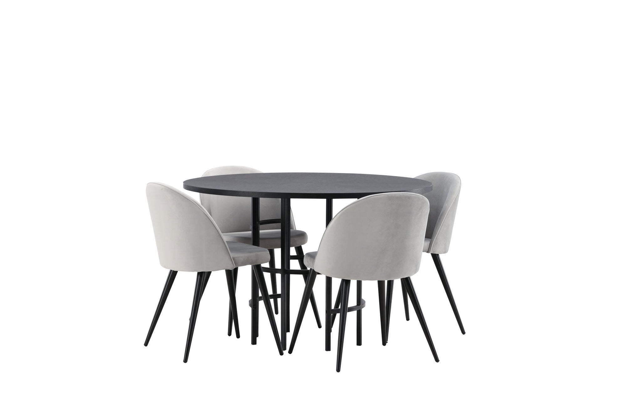 Venture Home Copenhagen spisebord - Black / Black Veneer +Velvet Spisebordsstol - Light Grey / Black _4