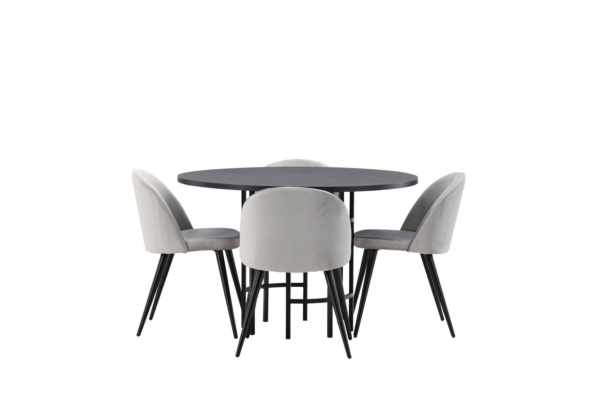 Venture Home Copenhagen spisebord - Black / Black Veneer +Velvet Spisebordsstol - Light Grey / Black _4