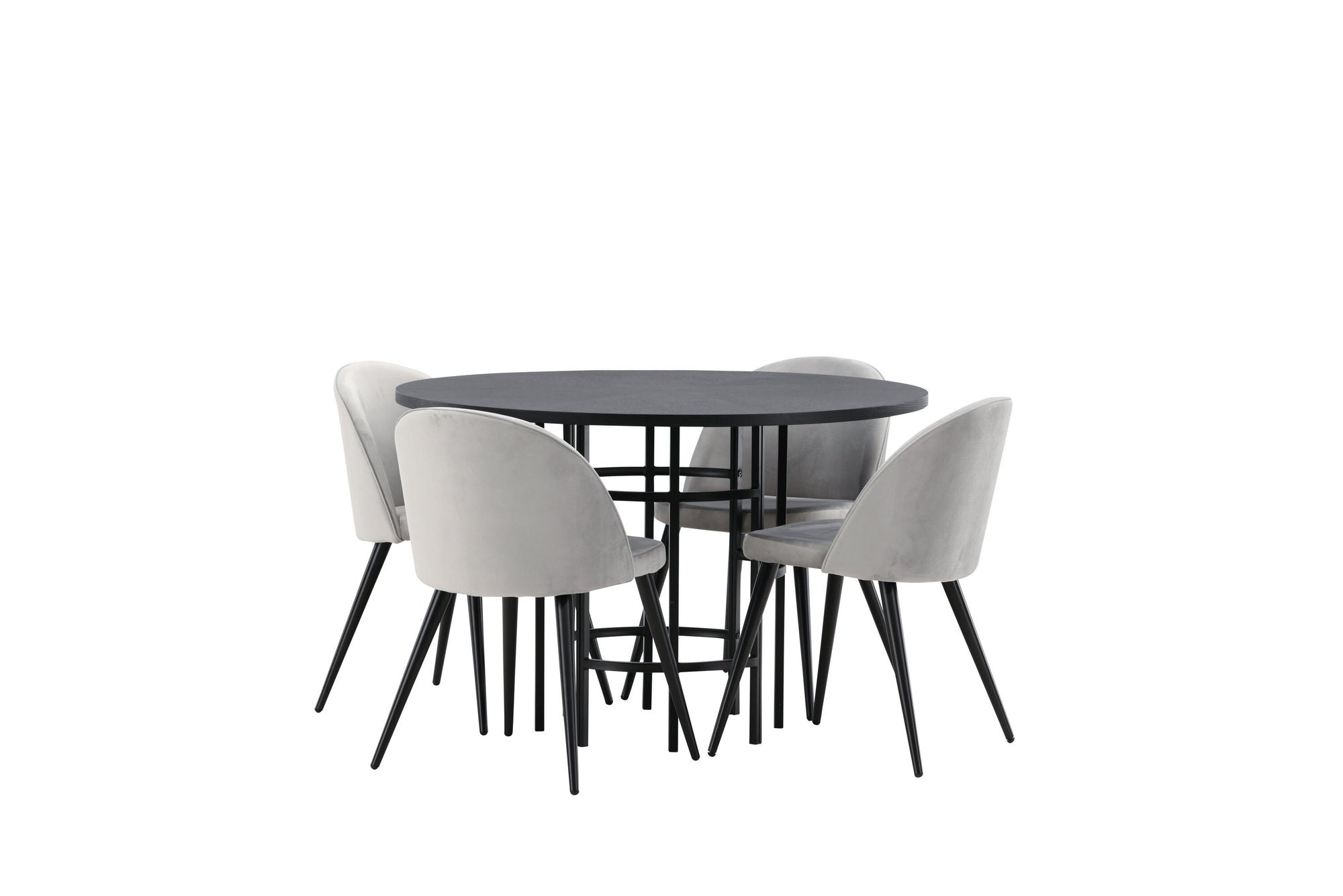 Venture Home Copenhagen spisebord - Black / Black Veneer +Velvet Spisebordsstol - Light Grey / Black _4