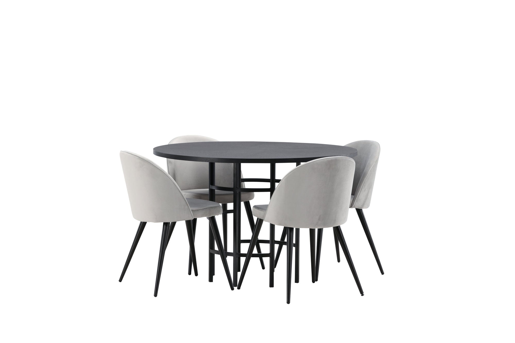 Venture Home Copenhagen spisebord - Black / Black Veneer +Velvet Spisebordsstol - Light Grey / Black _4