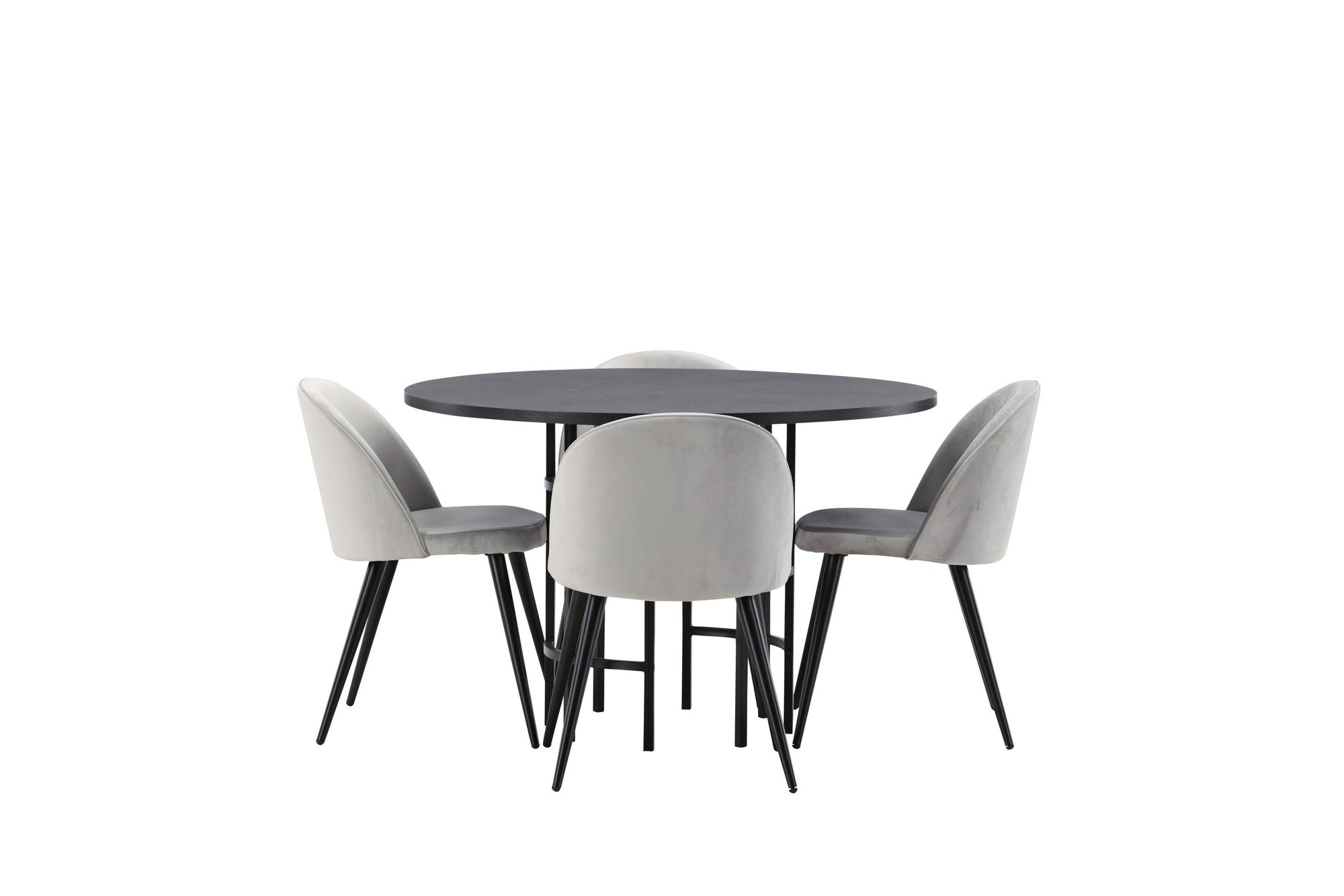 Venture Home Copenhagen spisebord - Black / Black Veneer +Velvet Spisebordsstol - Light Grey / Black _4