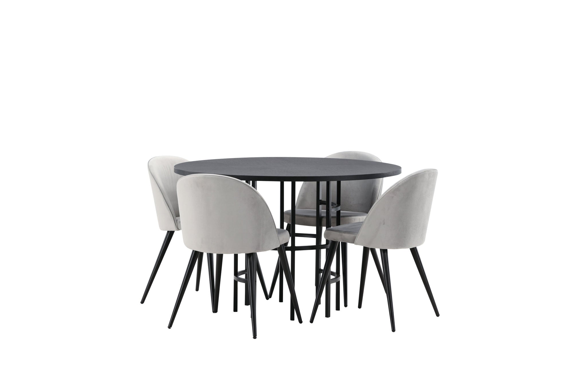 Venture Home Copenhagen spisebord - Black / Black Veneer +Velvet Spisebordsstol - Light Grey / Black _4