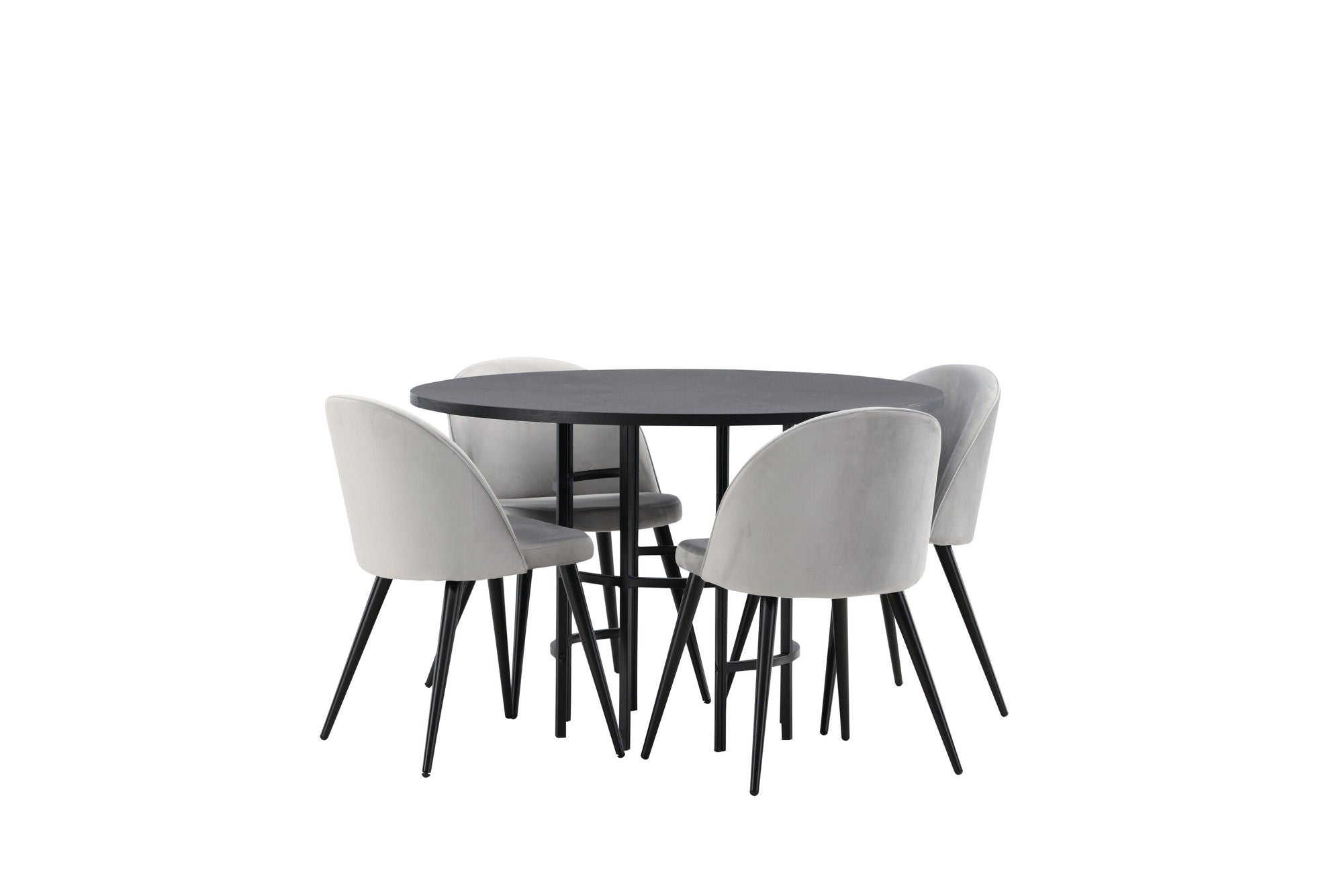 Venture Home Copenhagen spisebord - Black / Black Veneer +Velvet Spisebordsstol - Light Grey / Black _4