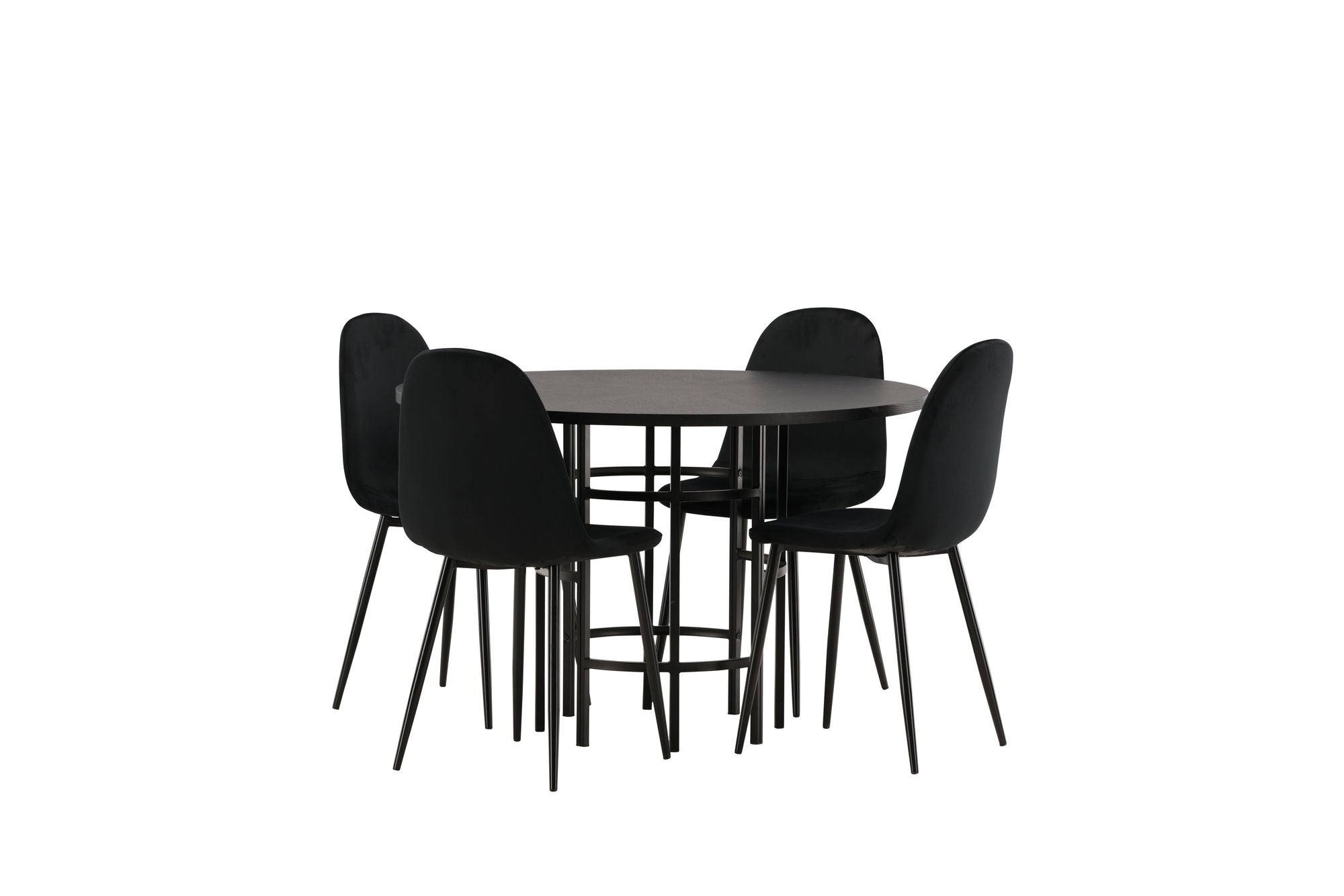 Venture Home Copenhagen spisebord - Black / Black Veneer +Polar Spisebordsstol - Black legs / Black Velvet _4