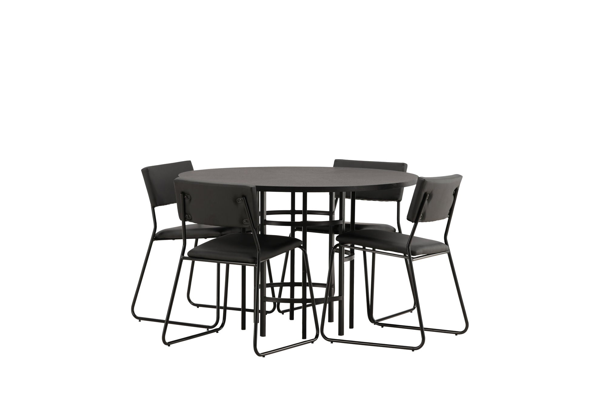 Venture Home Copenhagen spisebord - Black / Black Veneer +Kenth stol - Black / Black PU _4
