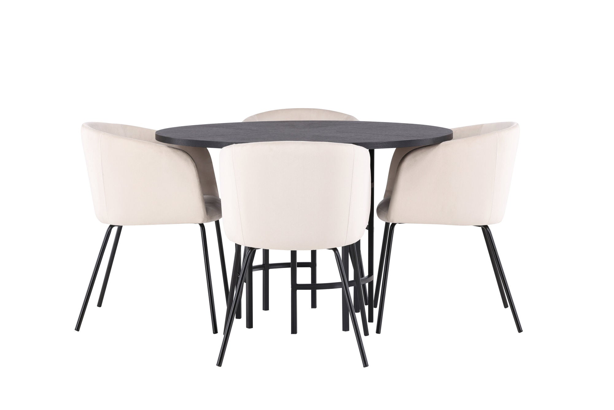 Venture Home Copenhagen spisebord - Black / Black Veneer +Berit stol - Black / Beige Velvet _4