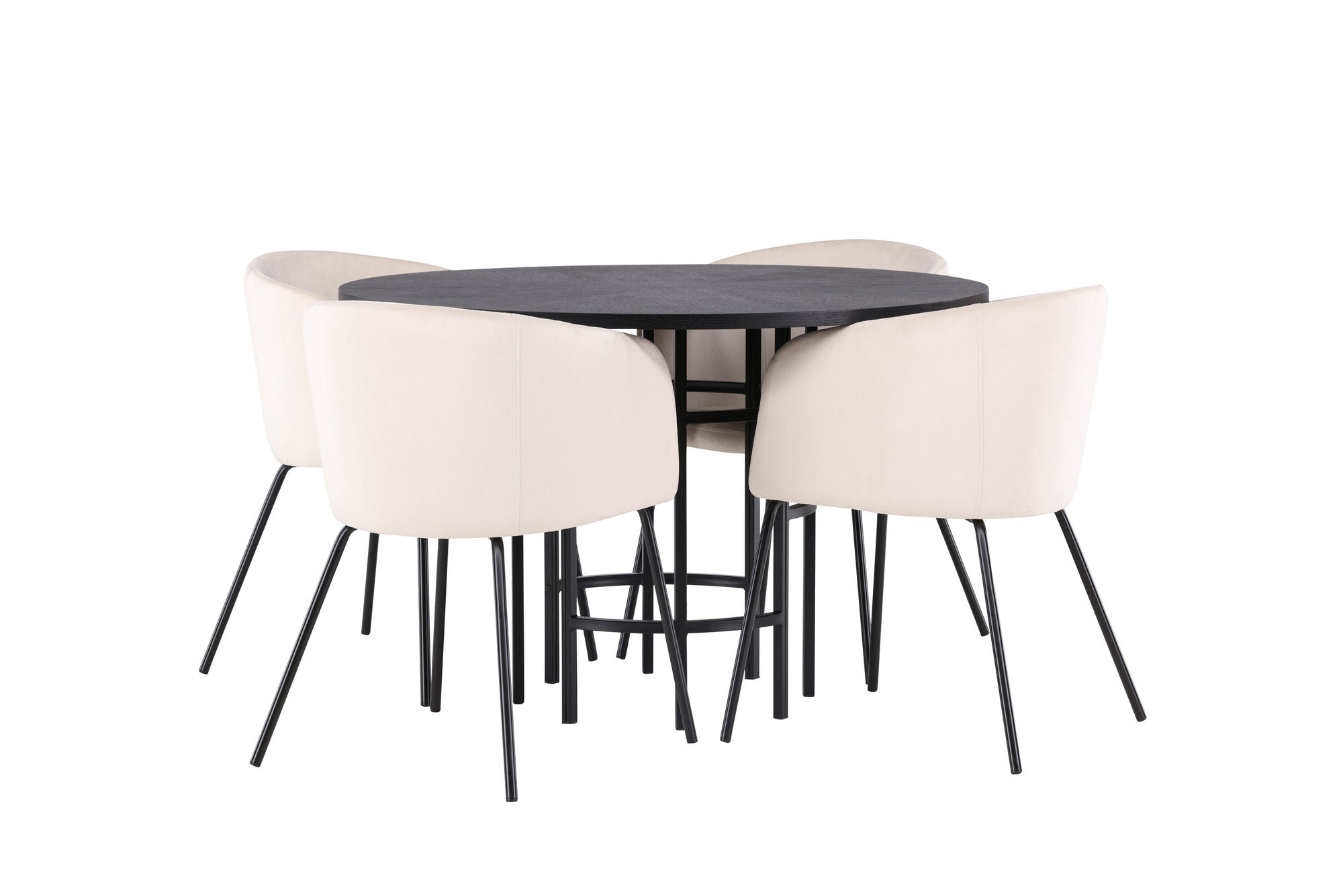 Venture Home Copenhagen spisebord - Black / Black Veneer +Berit stol - Black / Beige Velvet _4