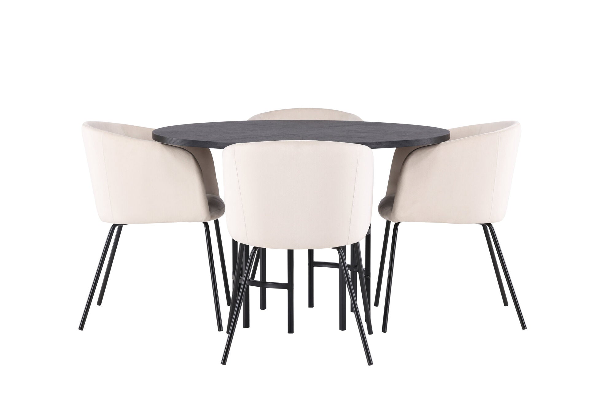 Venture Home Copenhagen spisebord - Black / Black Veneer +Berit stol - Black / Beige Velvet _4
