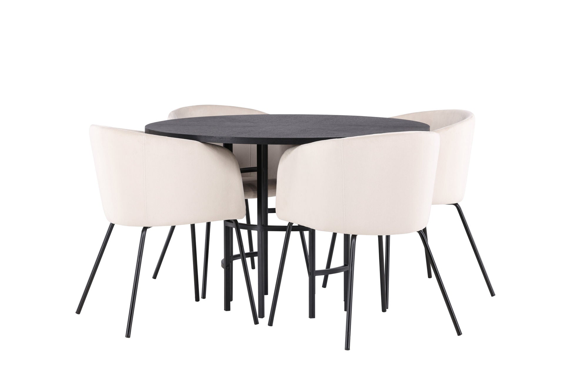 Venture Home Copenhagen spisebord - Black / Black Veneer +Berit stol - Black / Beige Velvet _4