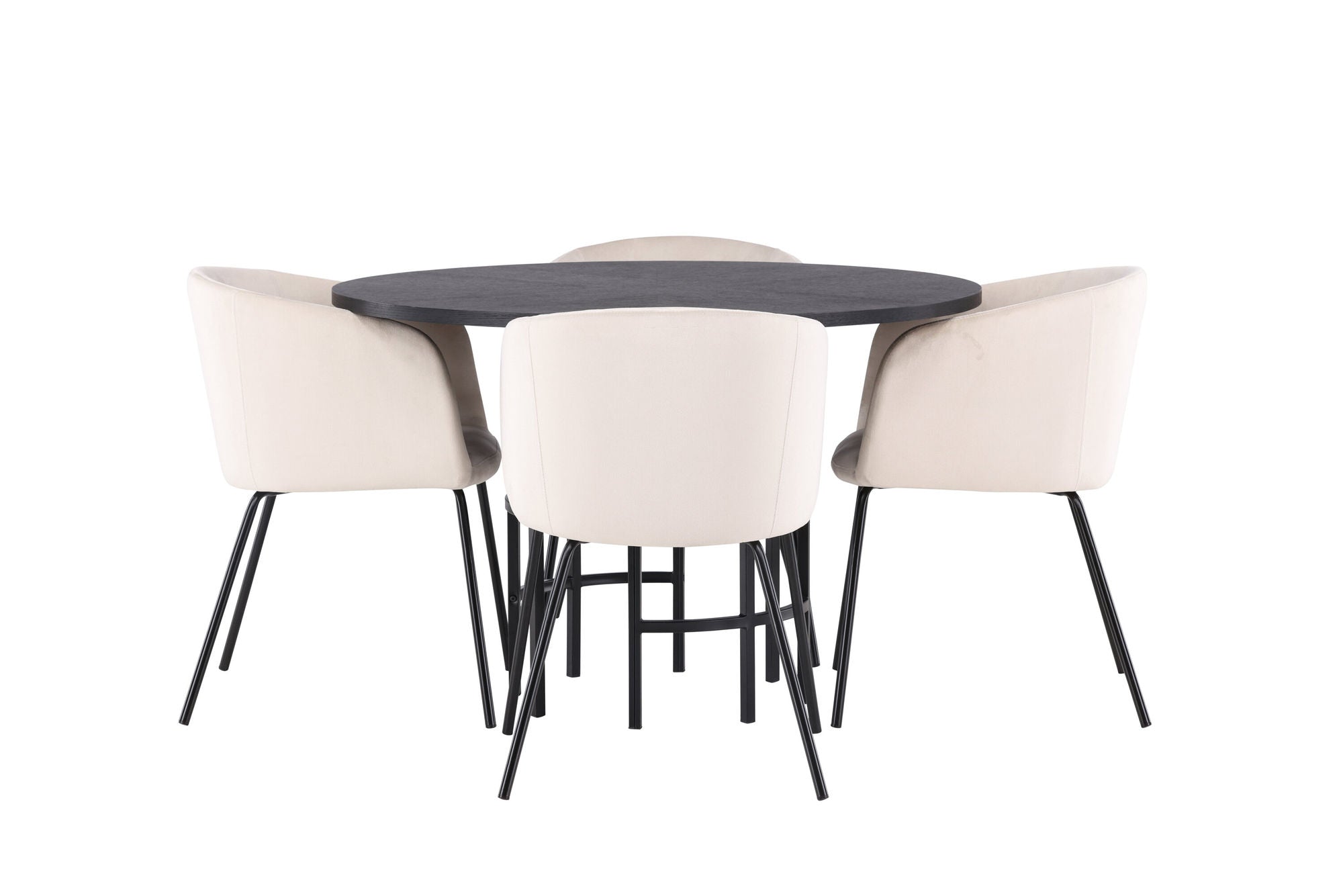 Venture Home Copenhagen spisebord - Black / Black Veneer +Berit stol - Black / Beige Velvet _4