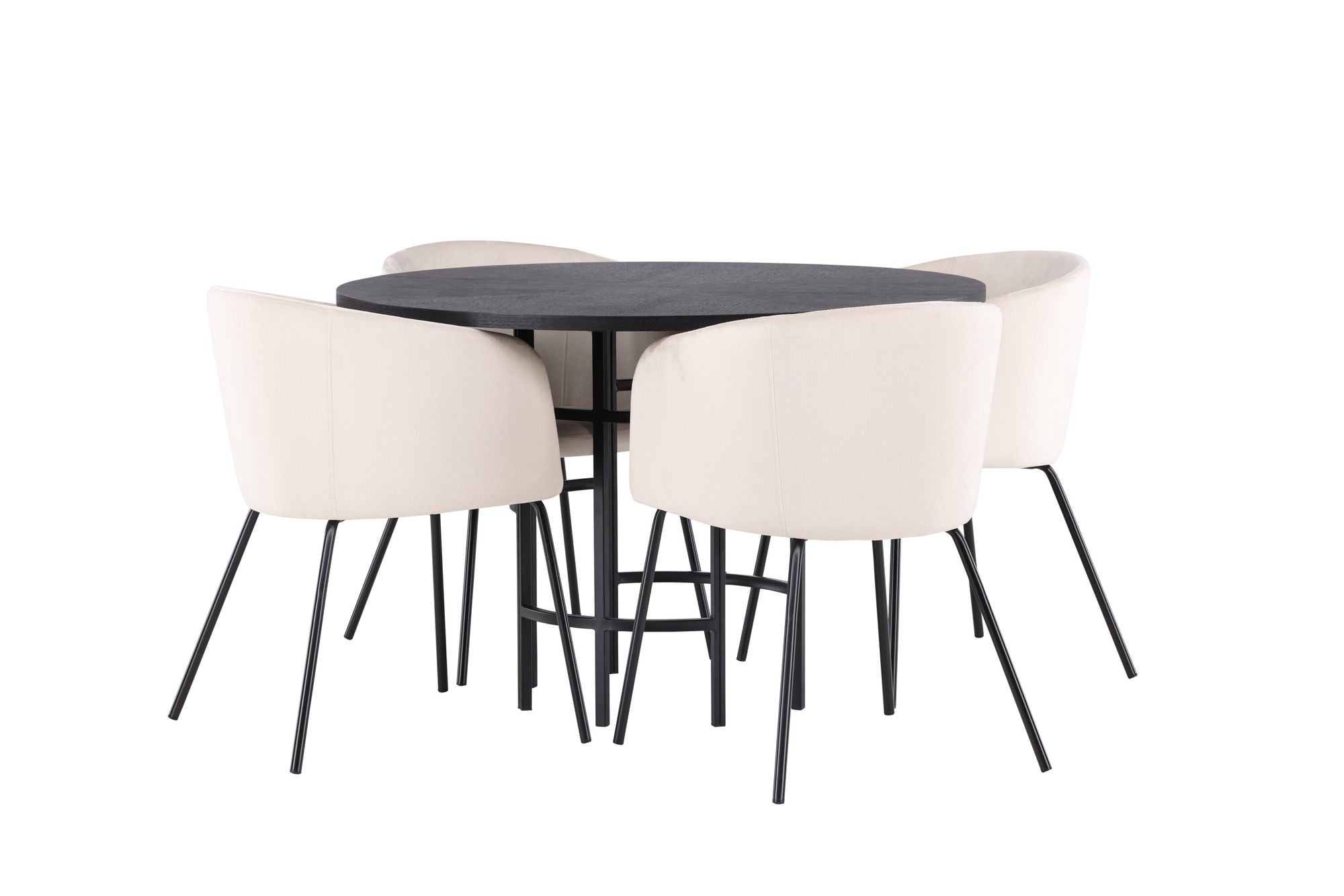 Venture Home Copenhagen spisebord - Black / Black Veneer +Berit stol - Black / Beige Velvet _4