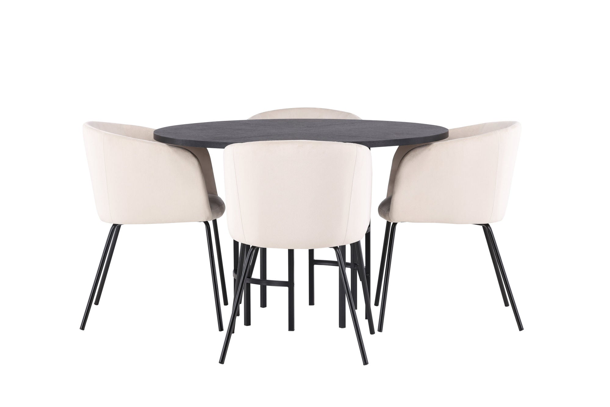 Venture Home Copenhagen spisebord - Black / Black Veneer +Berit stol - Black / Beige Velvet _4