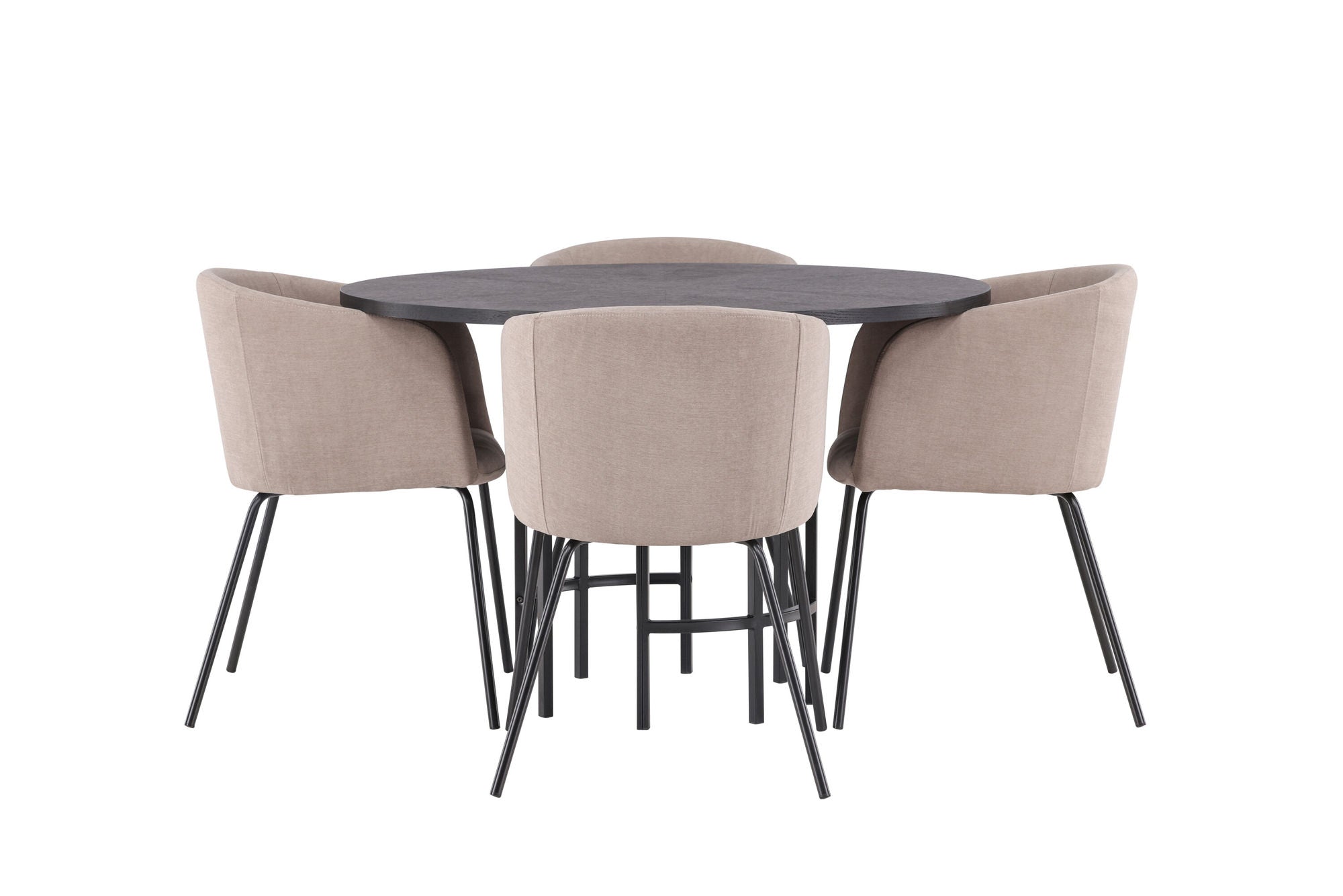 Venture Home Copenhagen spisebord - Black / Black Veneer +Berit stol - Black / Beige Fabric (Polyester linen ) _4
