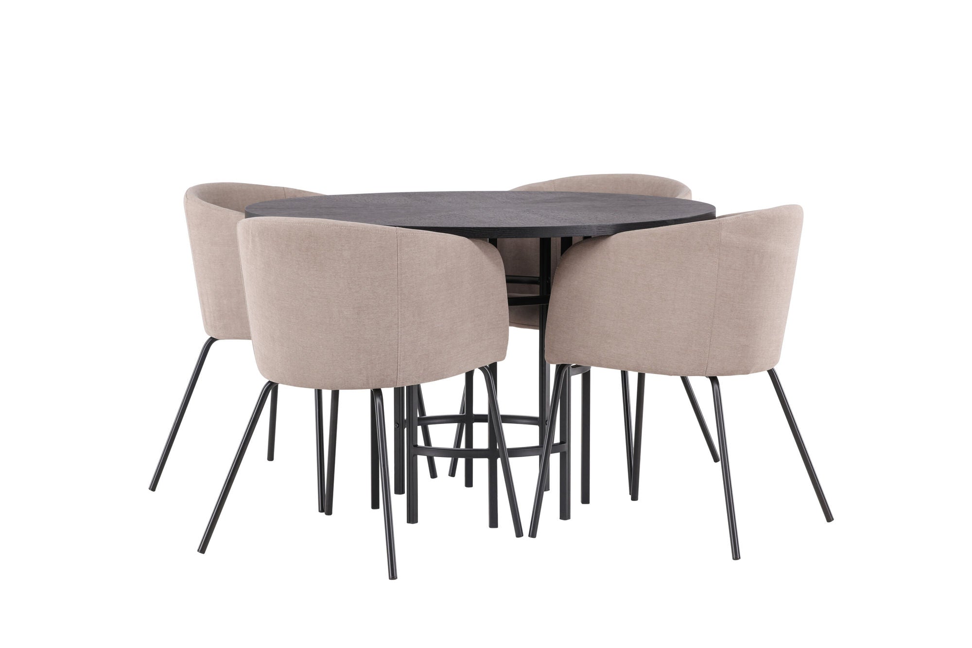 Venture Home Copenhagen spisebord - Black / Black Veneer +Berit stol - Black / Beige Fabric (Polyester linen ) _4