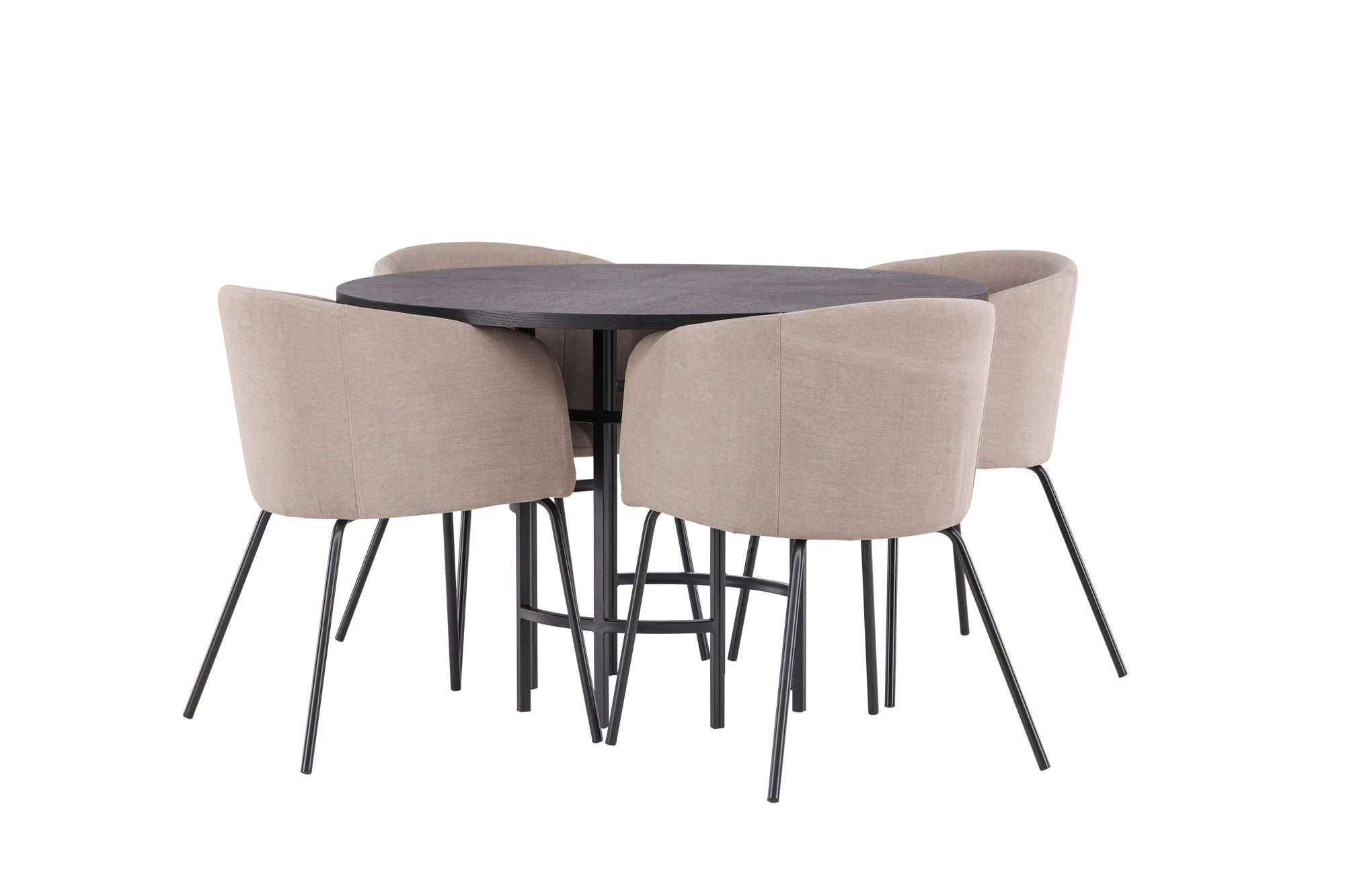 Venture Home Copenhagen spisebord - Black / Black Veneer +Berit stol - Black / Beige Fabric (Polyester linen ) _4