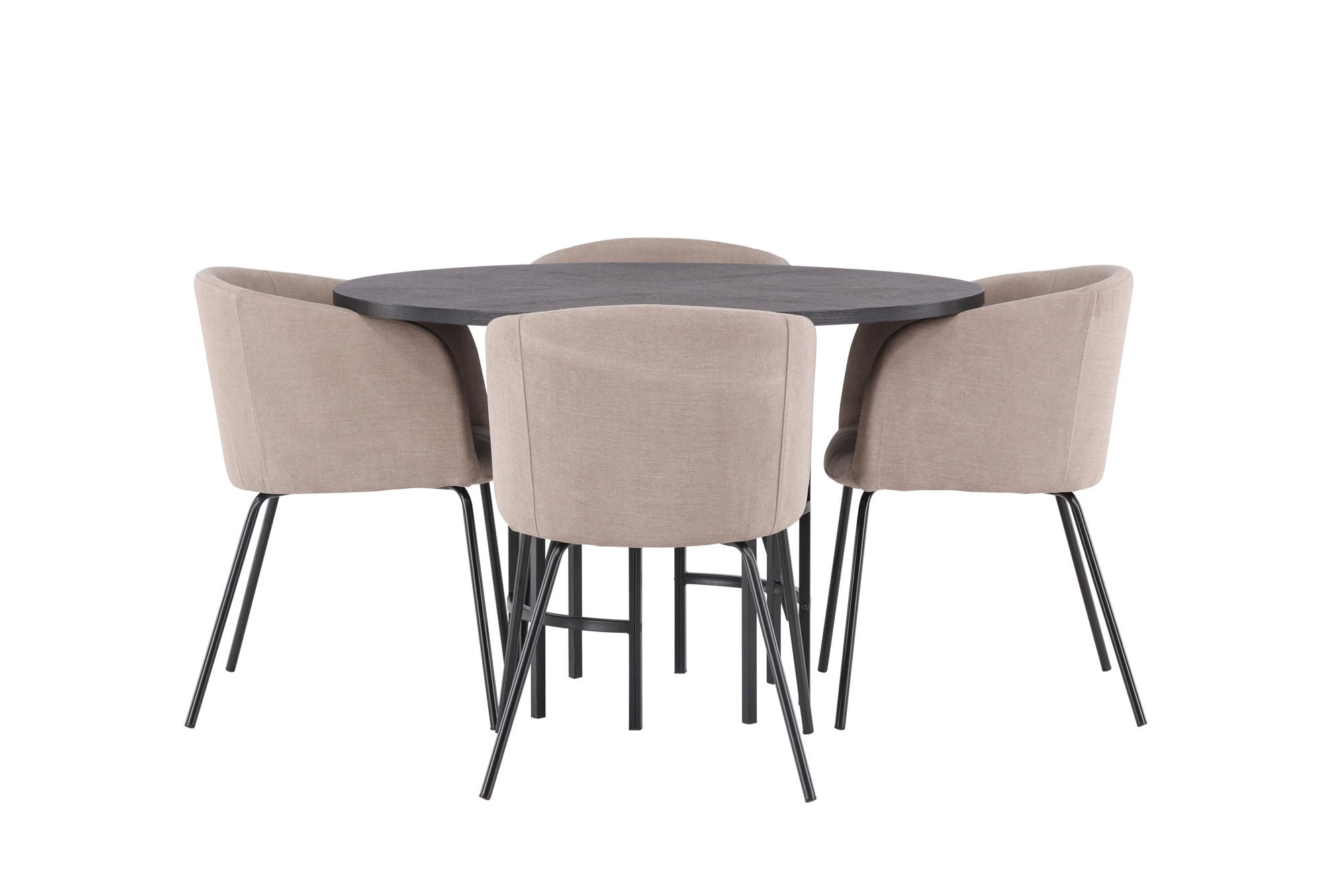 Venture Home Copenhagen spisebord - Black / Black Veneer +Berit stol - Black / Beige Fabric (Polyester linen ) _4