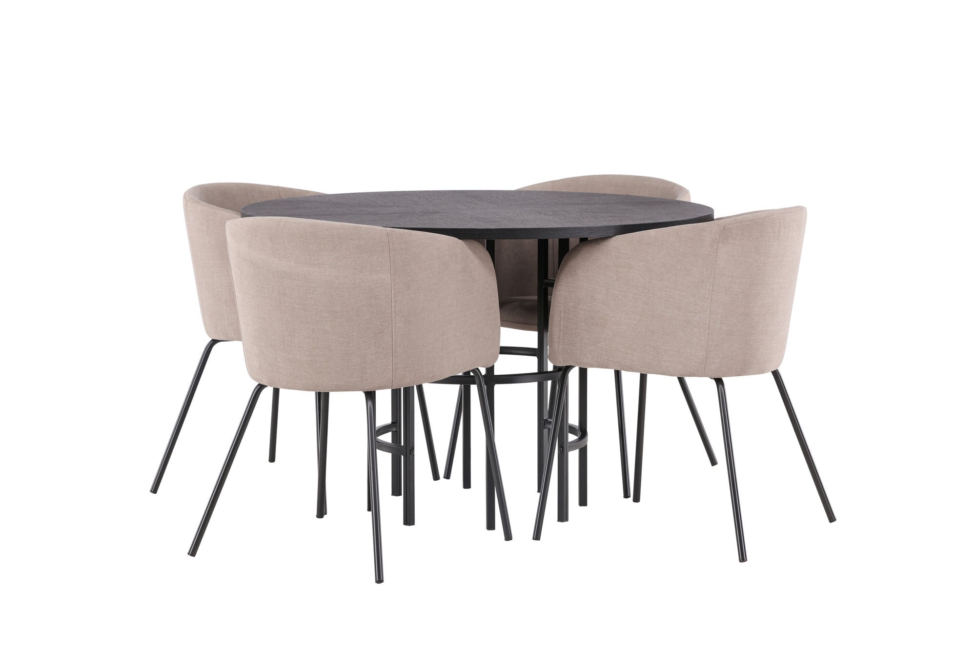 Venture Home Copenhagen spisebord - Black / Black Veneer +Berit stol - Black / Beige Fabric (Polyester linen ) _4