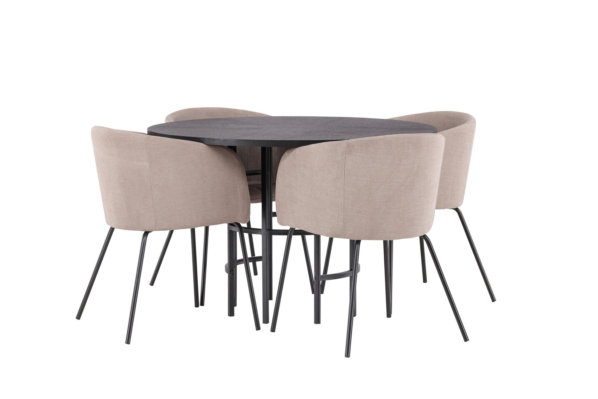 Venture Home Copenhagen spisebord - Black / Black Veneer +Berit stol - Black / Beige Fabric (Polyester linen ) _4