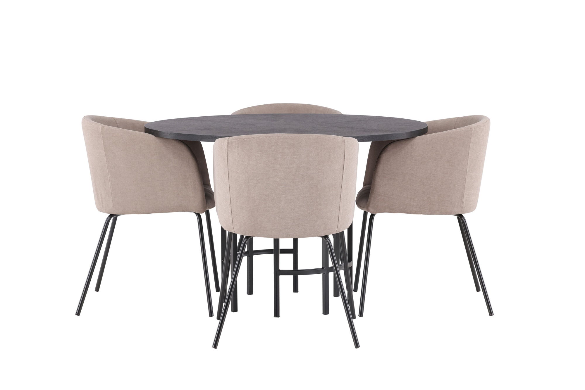 Venture Home Copenhagen spisebord - Black / Black Veneer +Berit stol - Black / Beige Fabric (Polyester linen ) _4