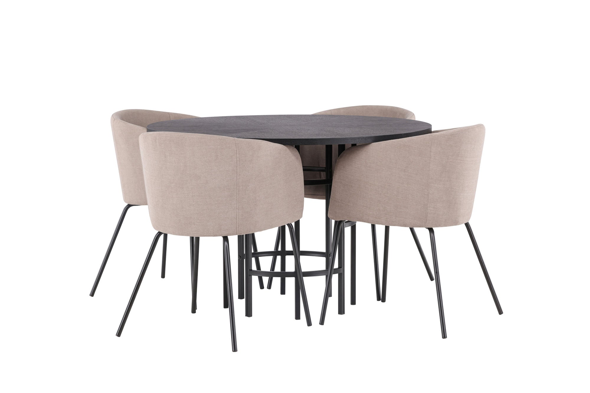 Venture Home Copenhagen spisebord - Black / Black Veneer +Berit stol - Black / Beige Fabric (Polyester linen ) _4