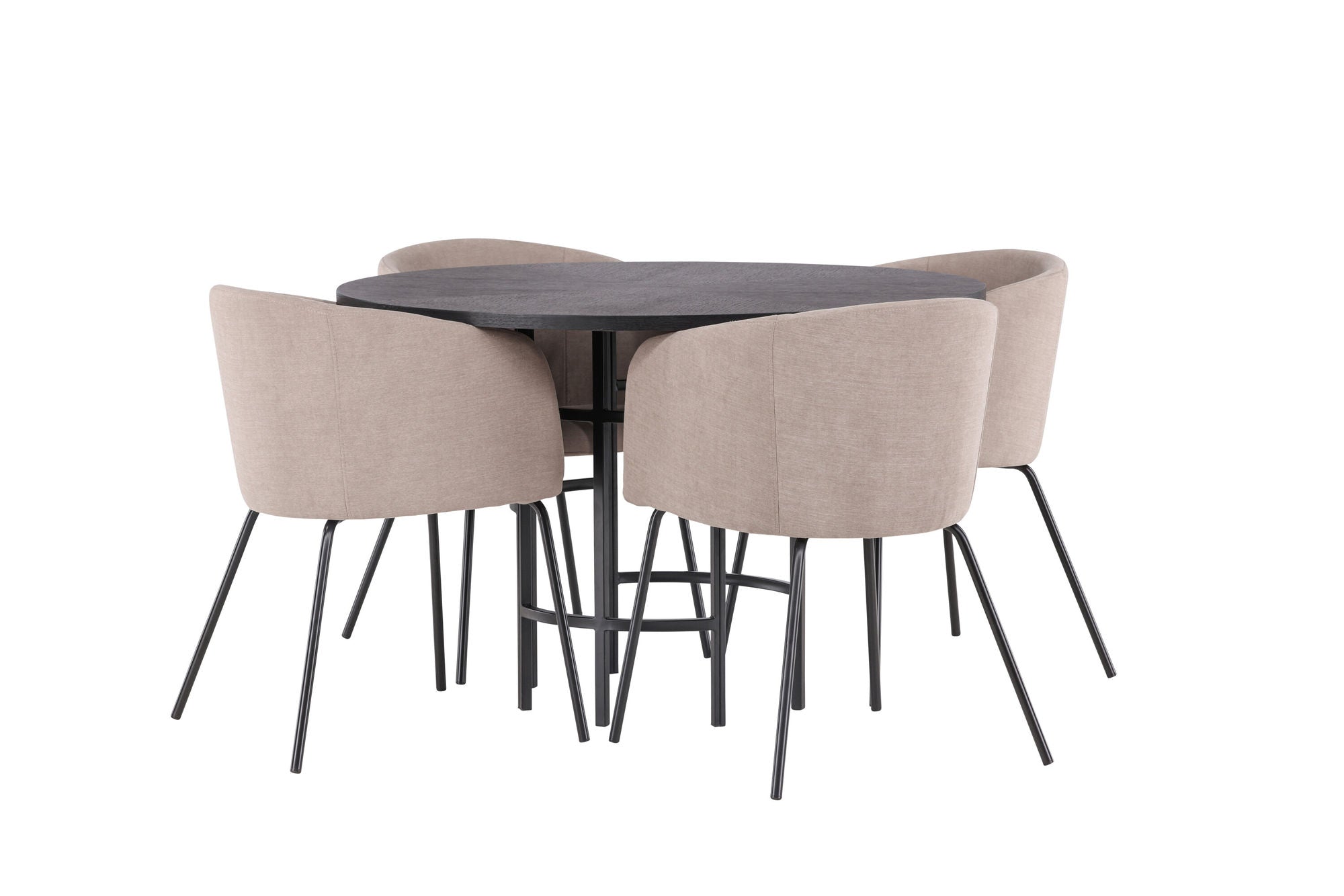 Venture Home Copenhagen spisebord - Black / Black Veneer +Berit stol - Black / Beige Fabric (Polyester linen ) _4