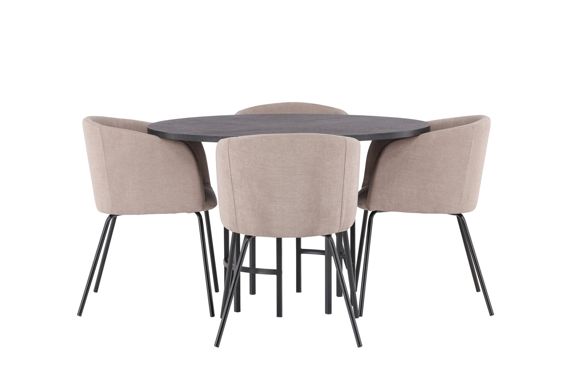 Venture Home Copenhagen spisebord - Black / Black Veneer +Berit stol - Black / Beige Fabric (Polyester linen ) _4