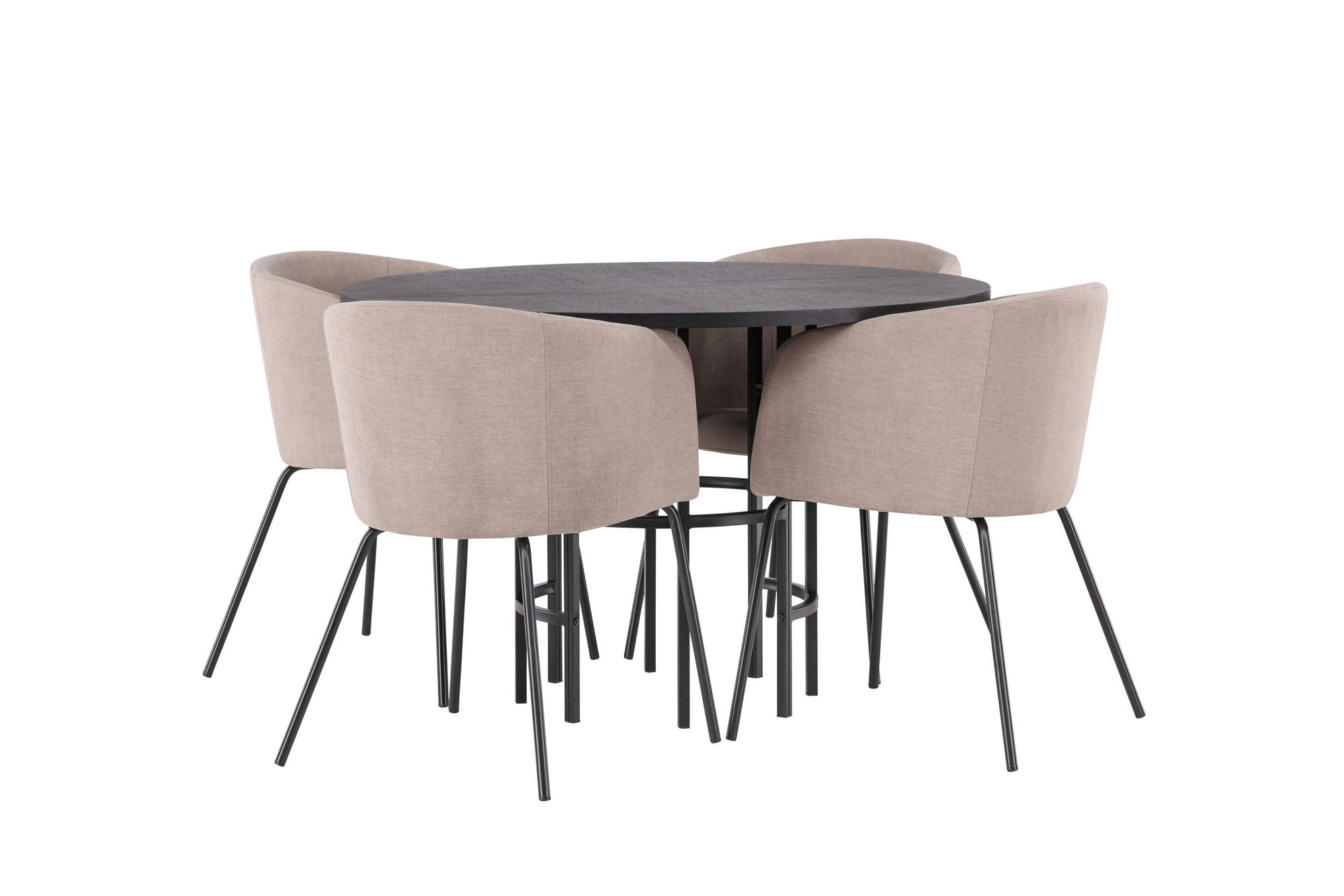 Venture Home Copenhagen spisebord - Black / Black Veneer +Berit stol - Black / Beige Fabric (Polyester linen ) _4