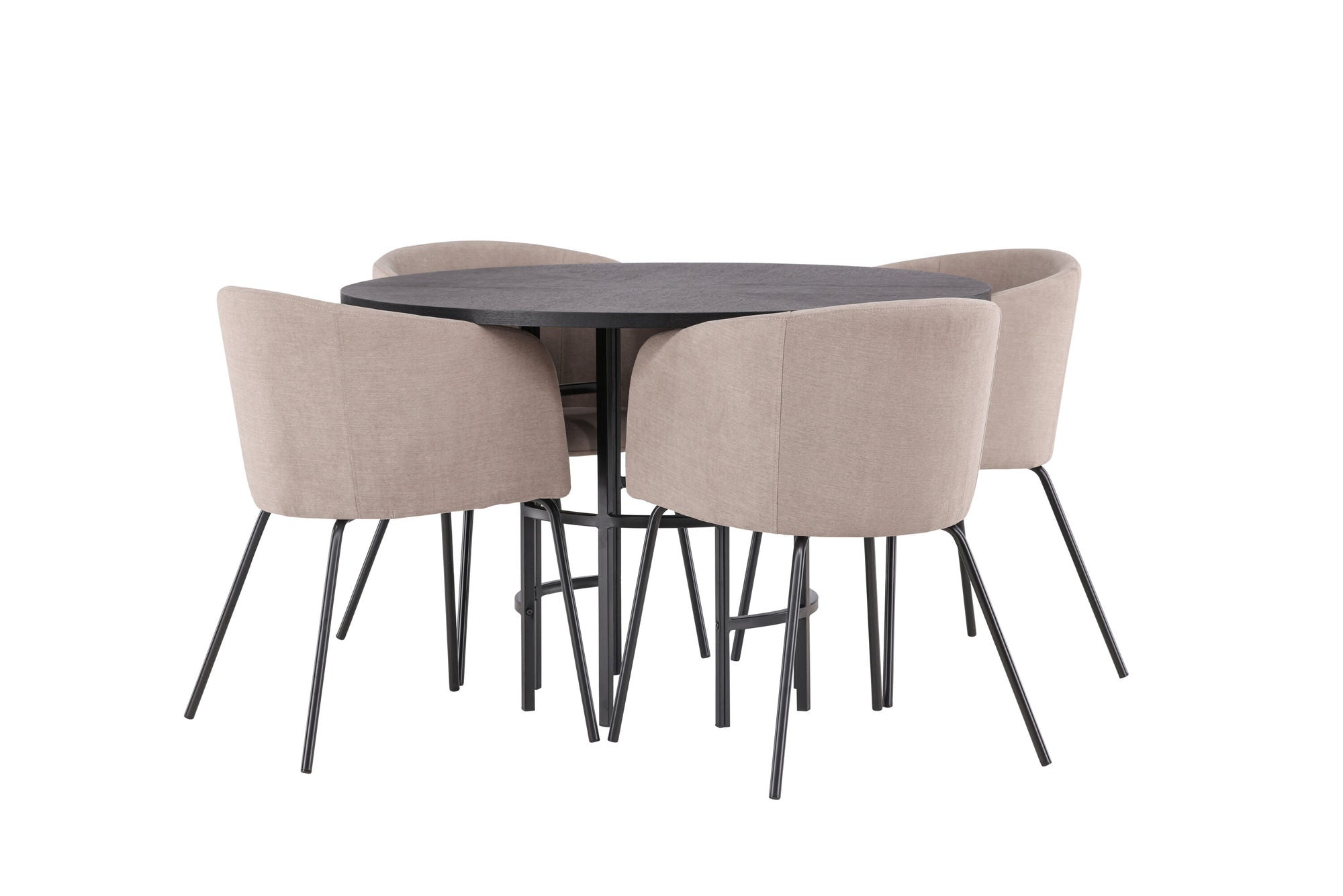 Venture Home Copenhagen spisebord - Black / Black Veneer +Berit stol - Black / Beige Fabric (Polyester linen ) _4