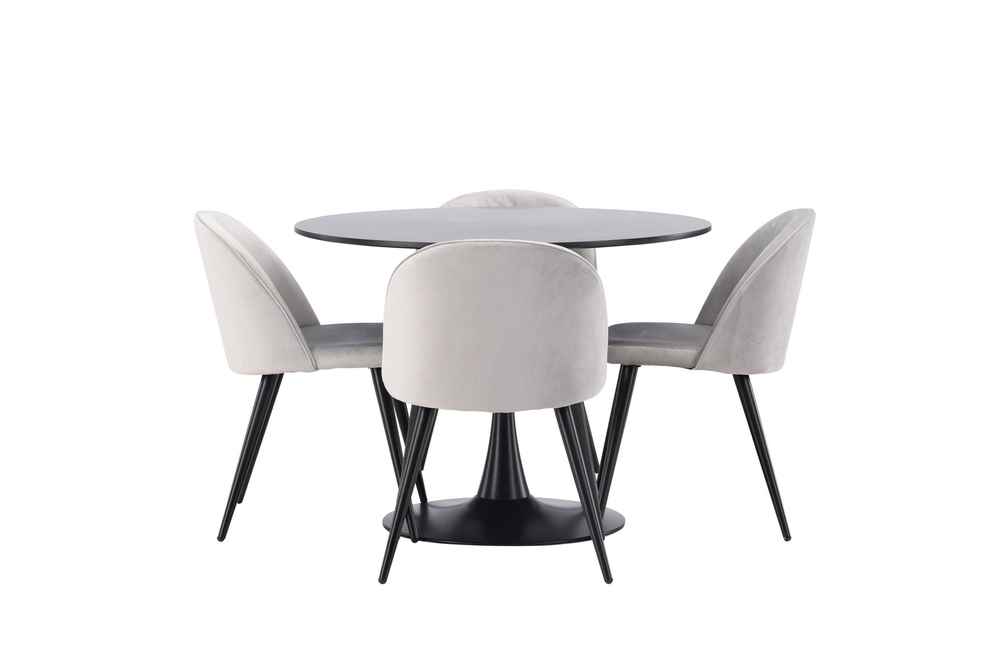 Venture Home Glade spisebord - Black / Black MDF +Velvet Spisebordsstol - Light Grey / Black _4