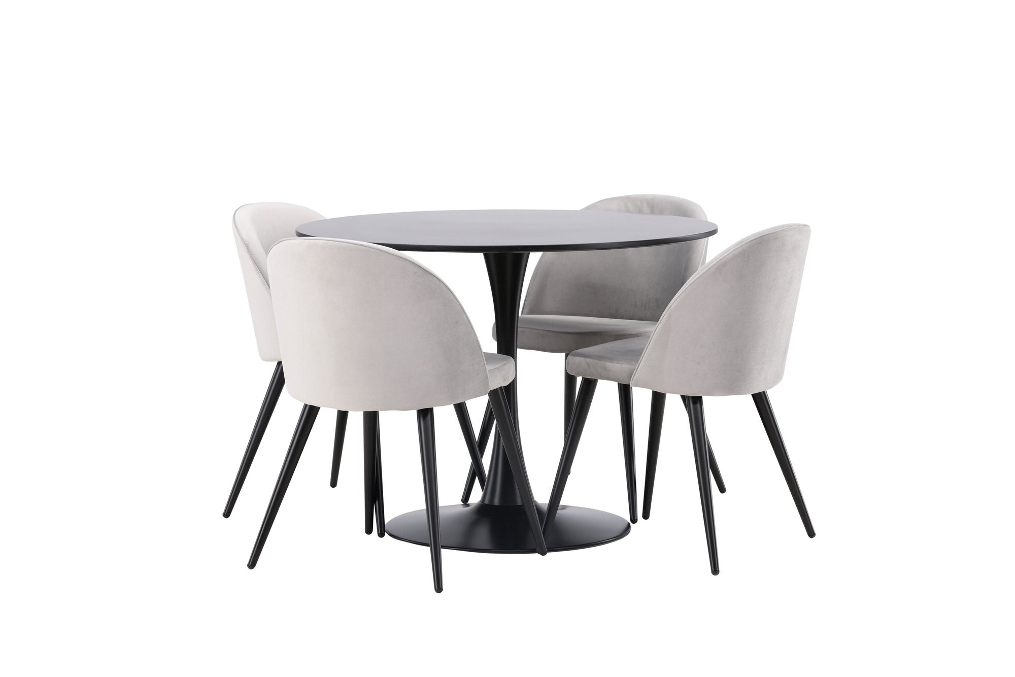 Venture Home Glade spisebord - Black / Black MDF +Velvet Spisebordsstol - Light Grey / Black _4
