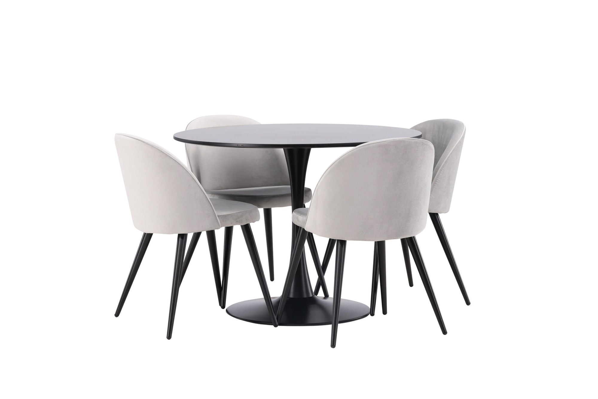 Venture Home Glade spisebord - Black / Black MDF +Velvet Spisebordsstol - Light Grey / Black _4