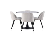 Venture Home Glade spisebord - Black / Black MDF +Velvet Spisebordsstol - Light Grey / Black _4