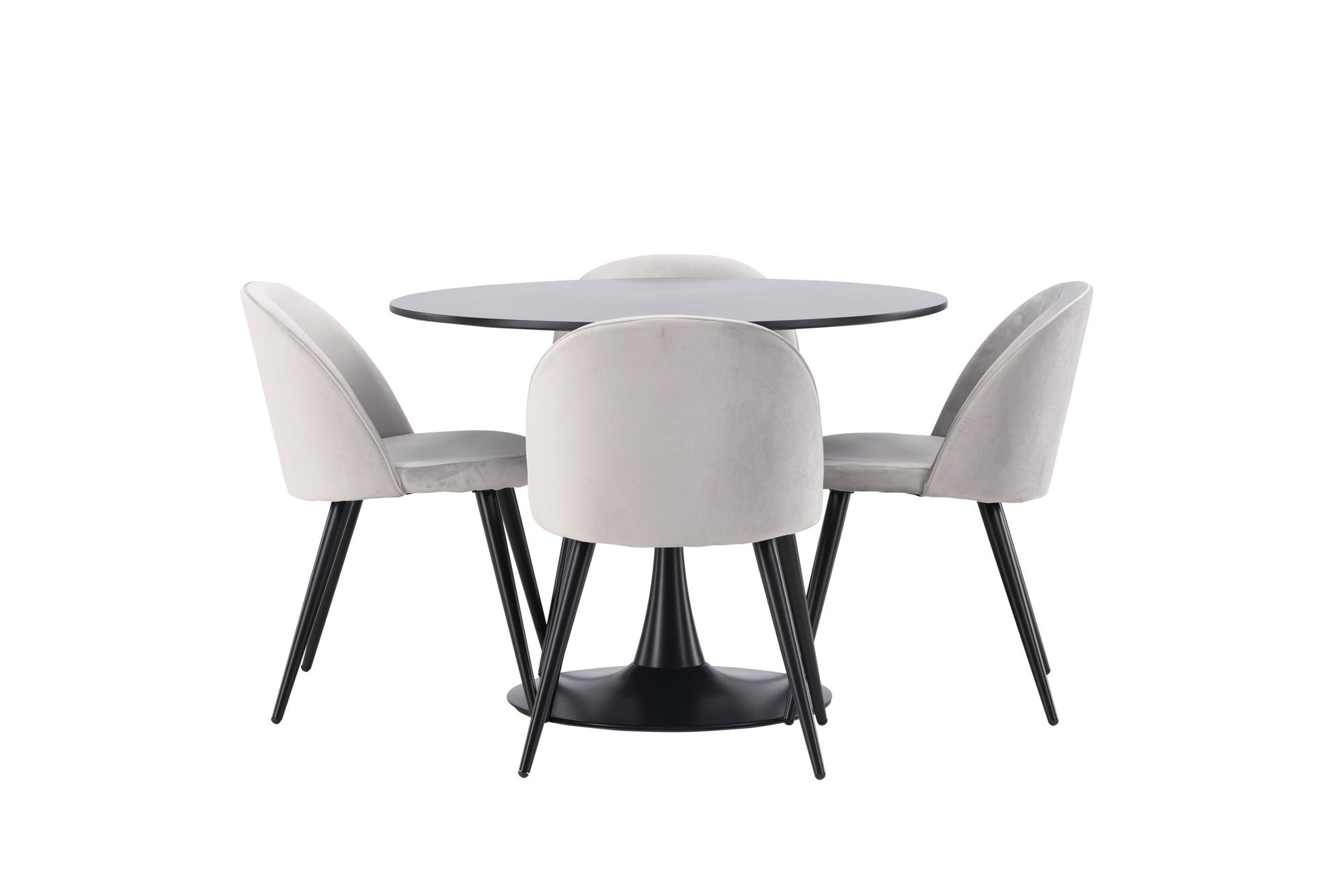 Venture Home Glade spisebord - Black / Black MDF +Velvet Spisebordsstol - Light Grey / Black _4