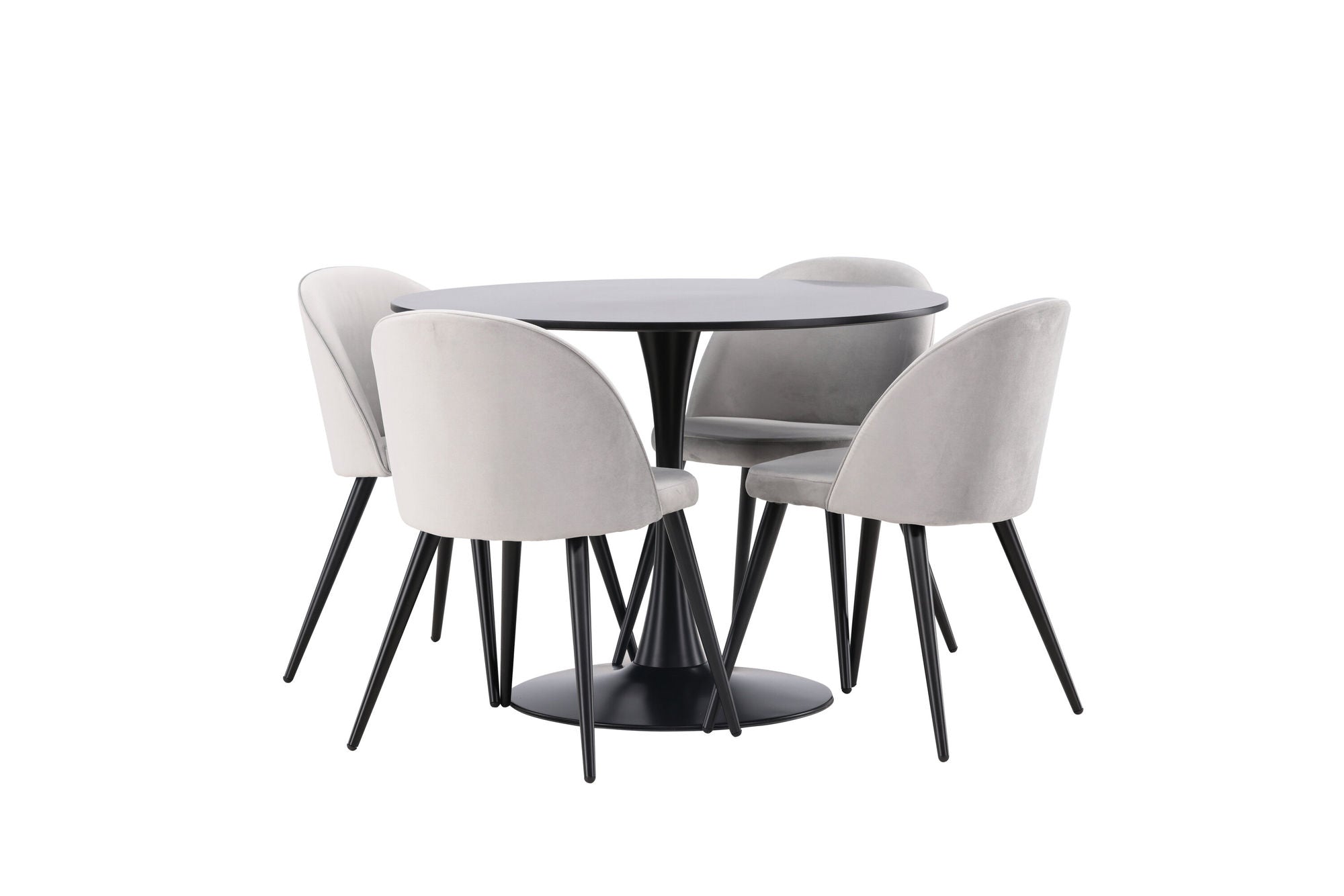 Venture Home Glade spisebord - Black / Black MDF +Velvet Spisebordsstol - Light Grey / Black _4