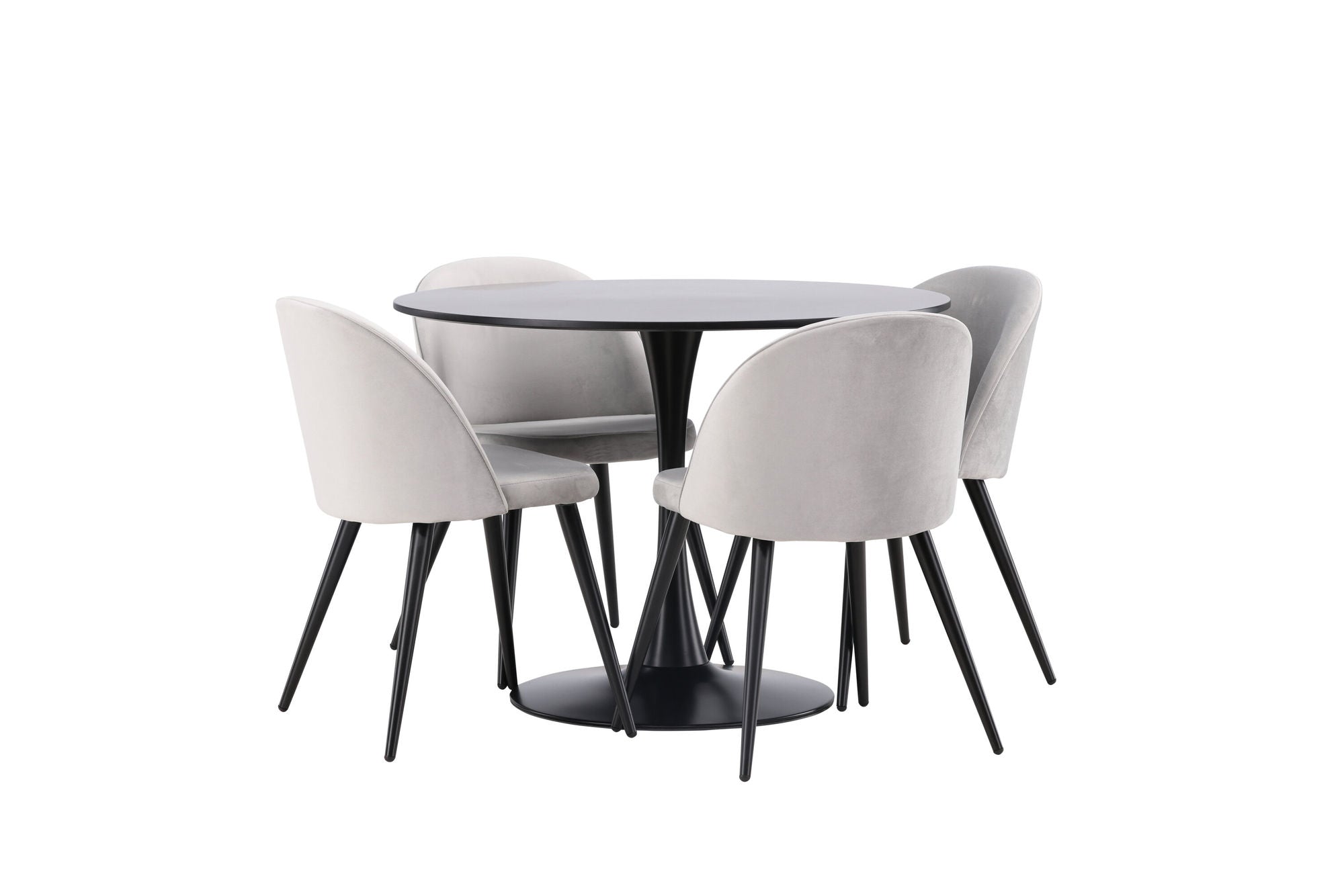 Venture Home Glade spisebord - Black / Black MDF +Velvet Spisebordsstol - Light Grey / Black _4