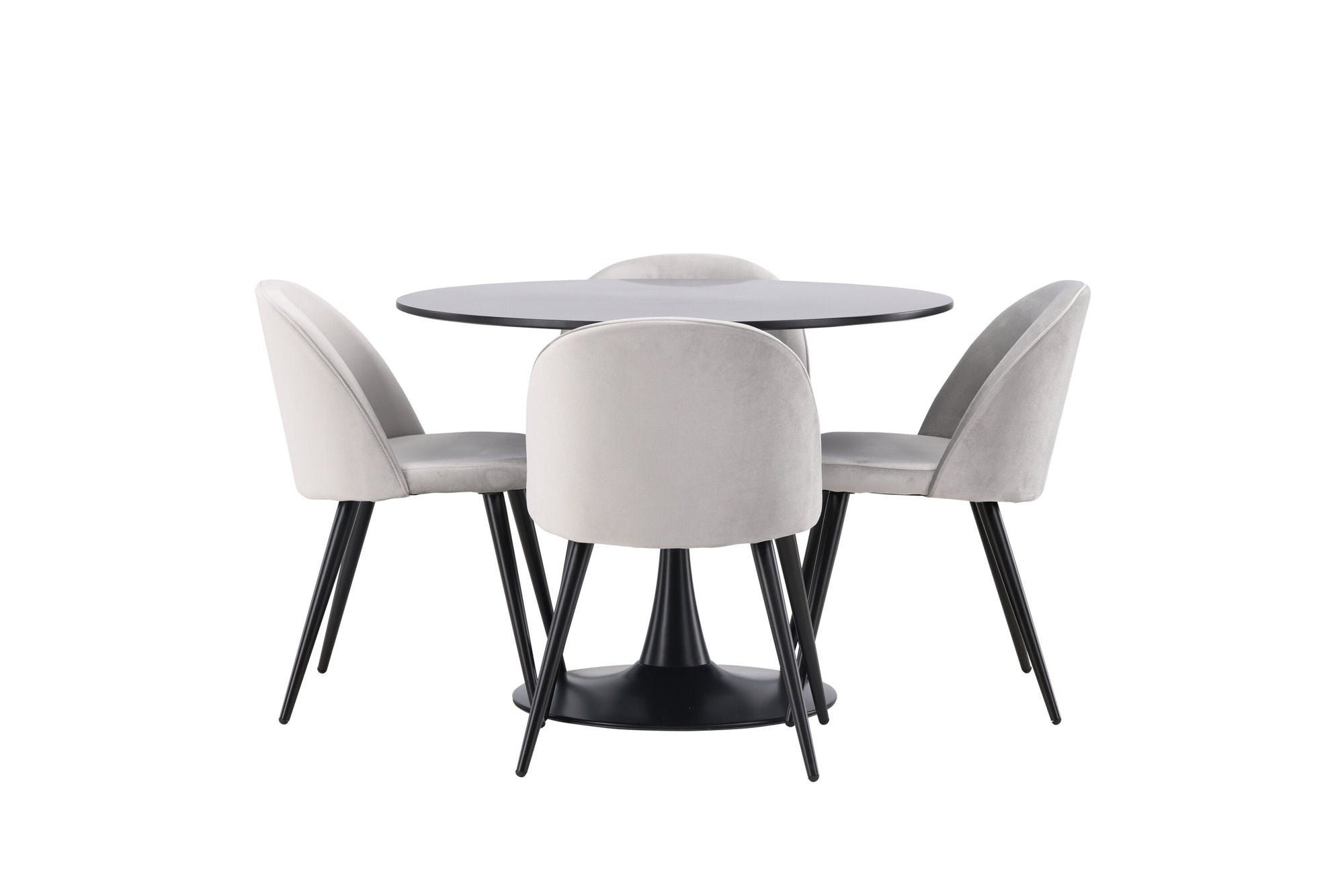 Venture Home Glade spisebord - Black / Black MDF +Velvet Spisebordsstol - Light Grey / Black _4