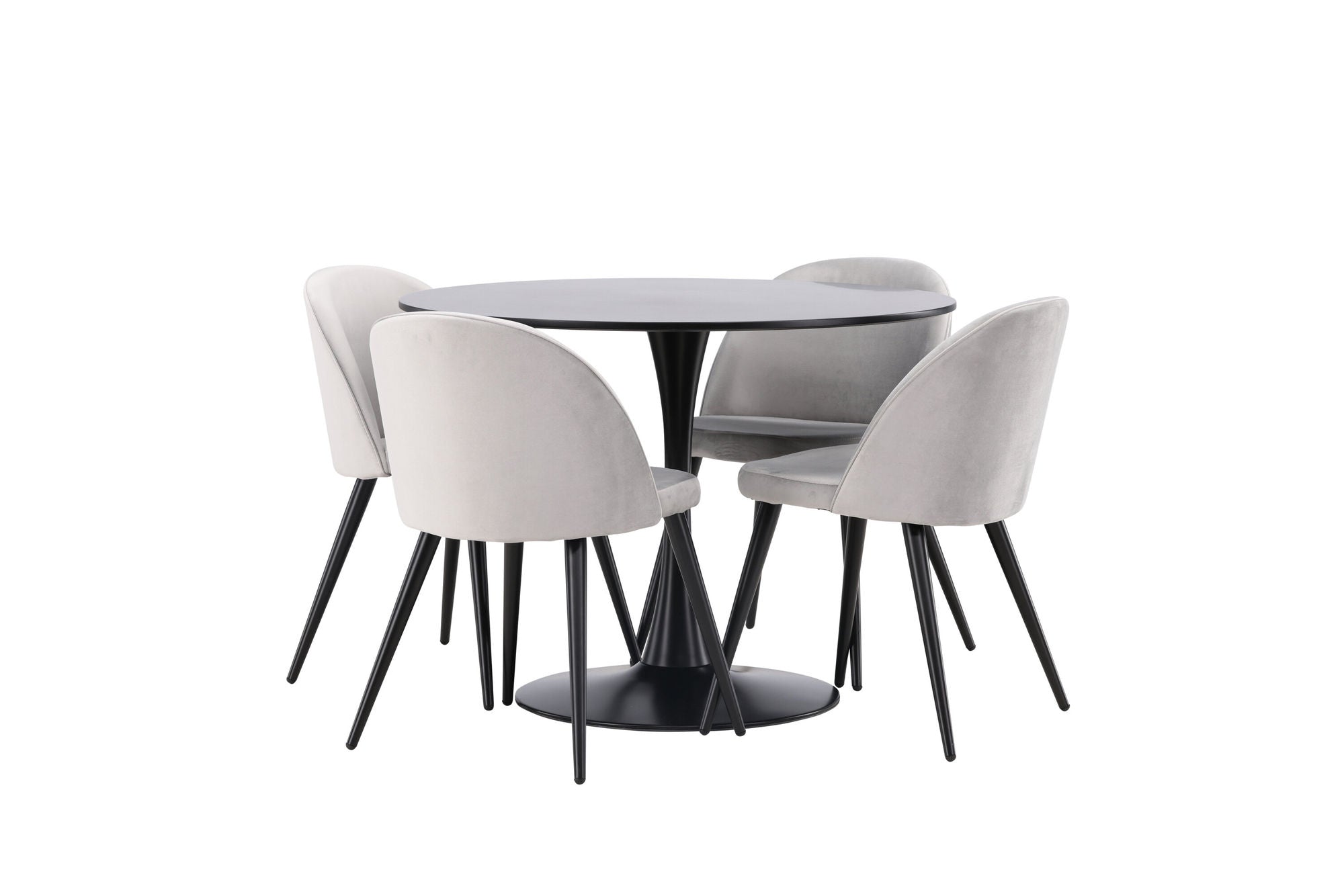 Venture Home Glade spisebord - Black / Black MDF +Velvet Spisebordsstol - Light Grey / Black _4