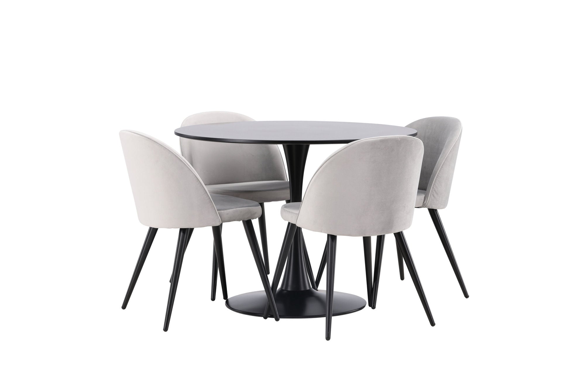 Venture Home Glade spisebord - Black / Black MDF +Velvet Spisebordsstol - Light Grey / Black _4
