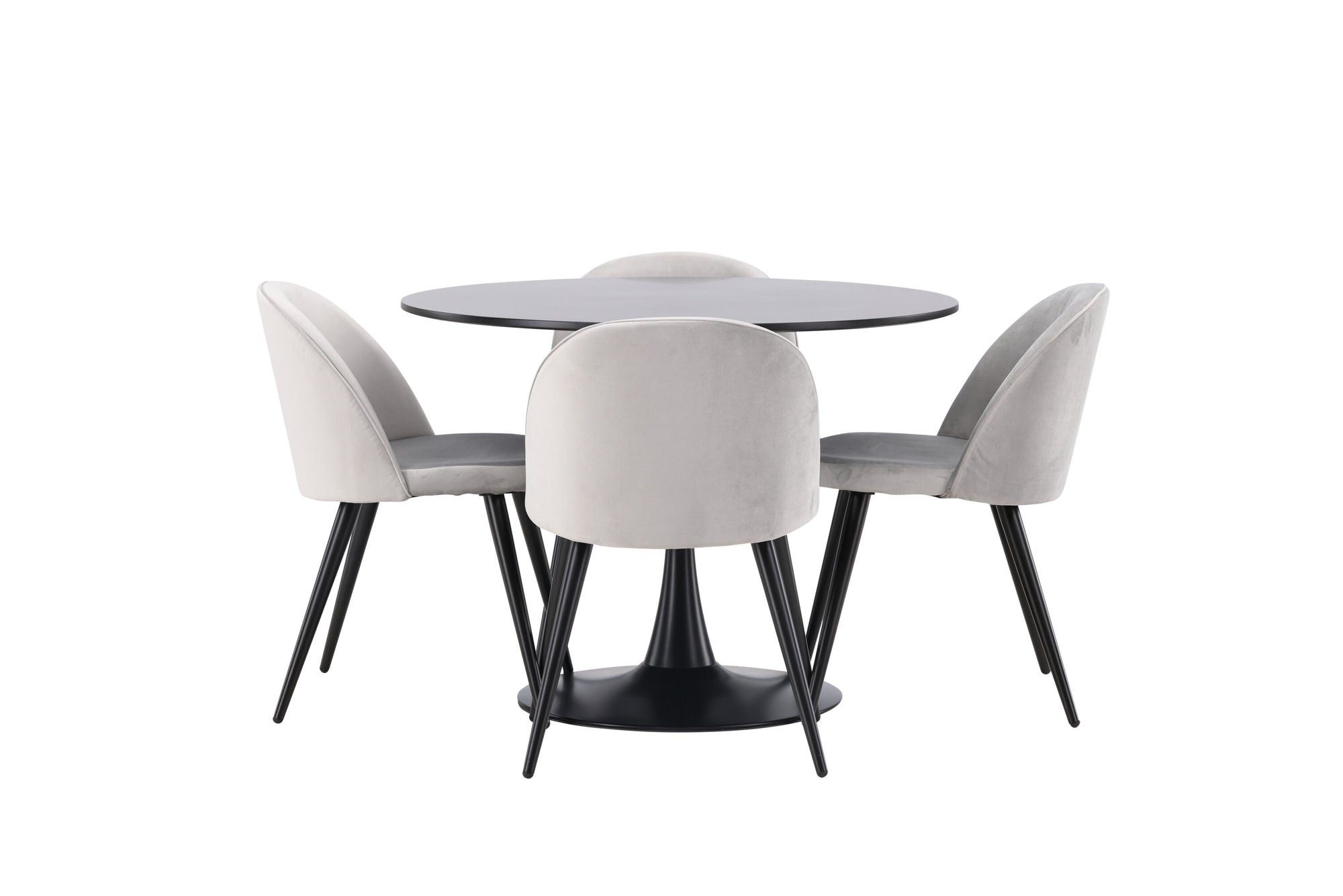 Venture Home Glade spisebord - Black / Black MDF +Velvet Spisebordsstol - Light Grey / Black _4