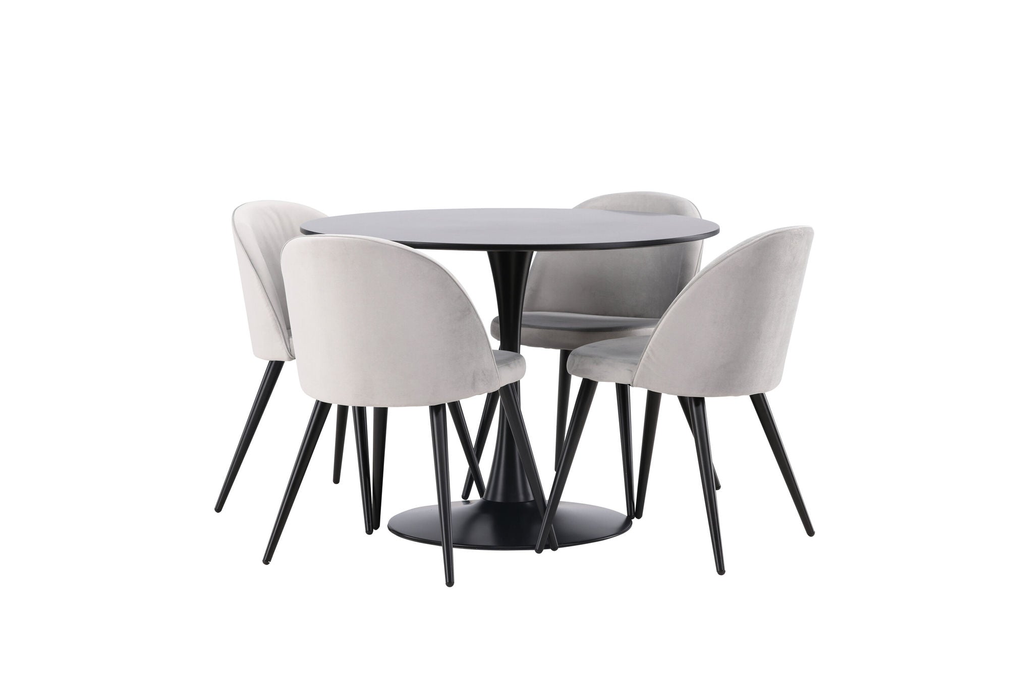 Venture Home Glade spisebord - Black / Black MDF +Velvet Spisebordsstol - Light Grey / Black _4