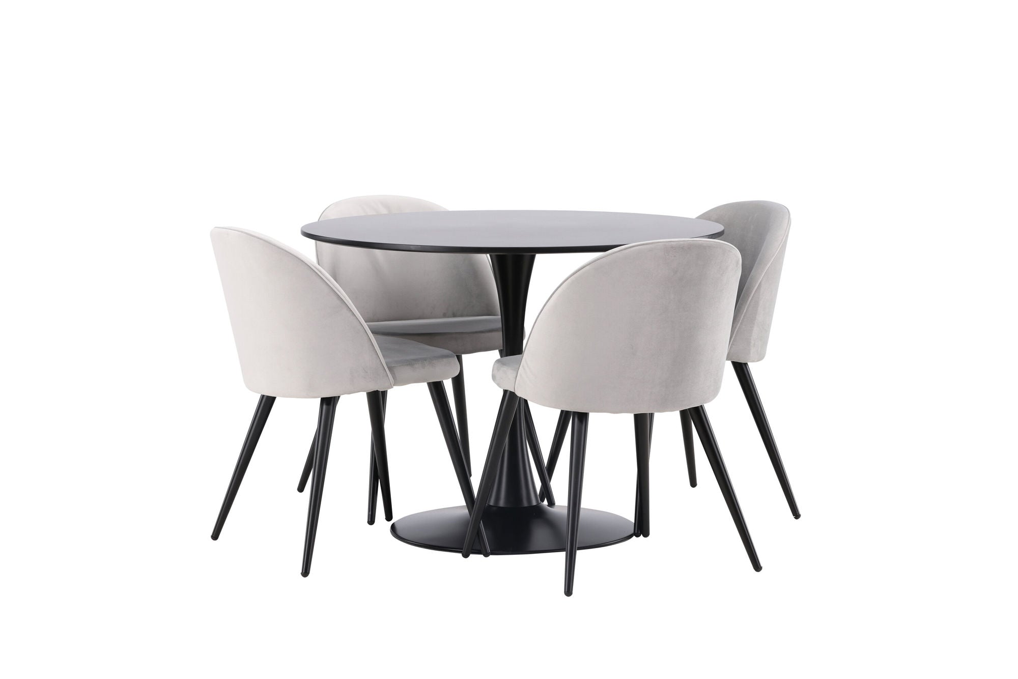Venture Home Glade spisebord - Black / Black MDF +Velvet Spisebordsstol - Light Grey / Black _4