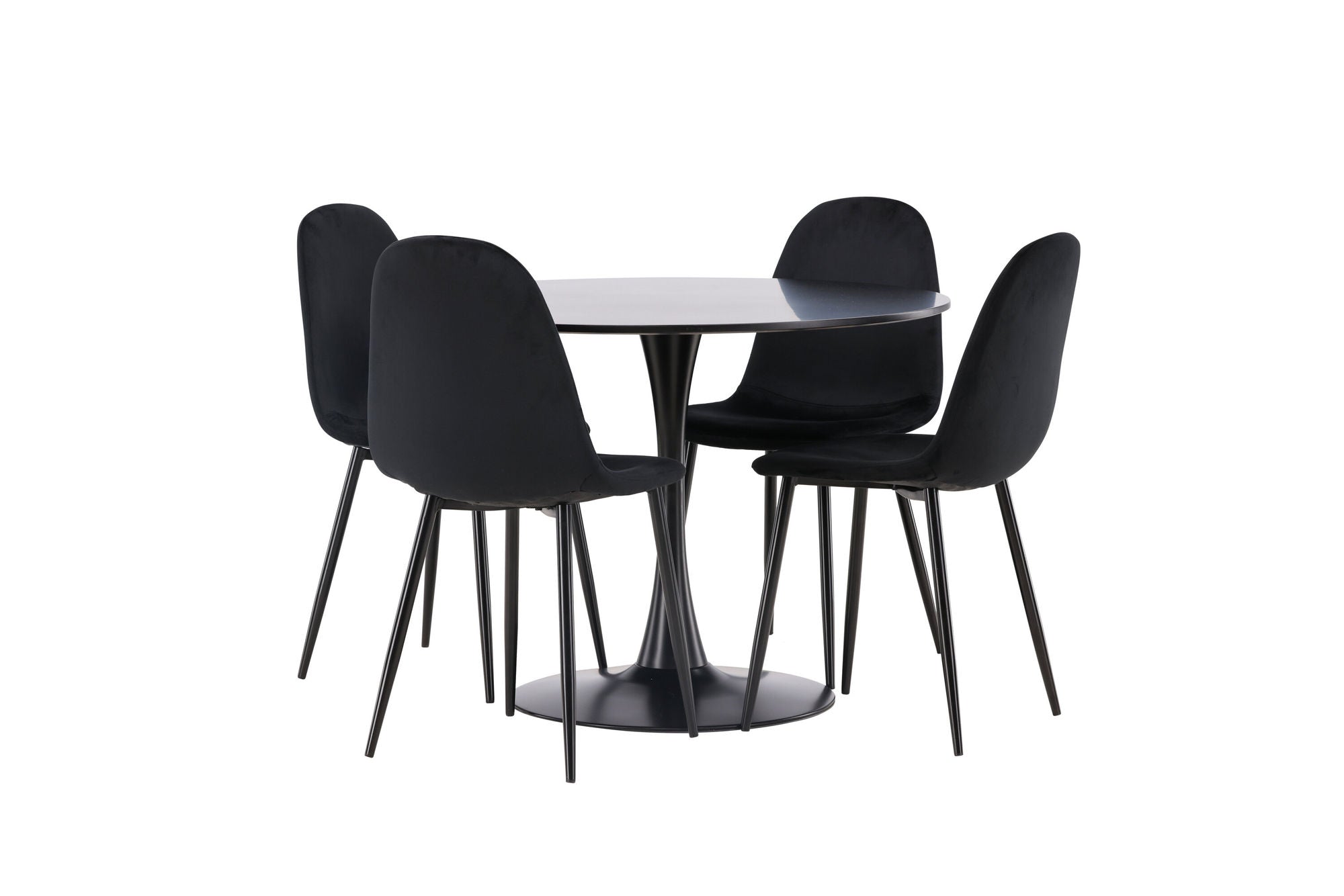Venture Home Glade spisebord - Black / Black MDF +Polar Spisebordsstol - Black legs / Black Velvet _4