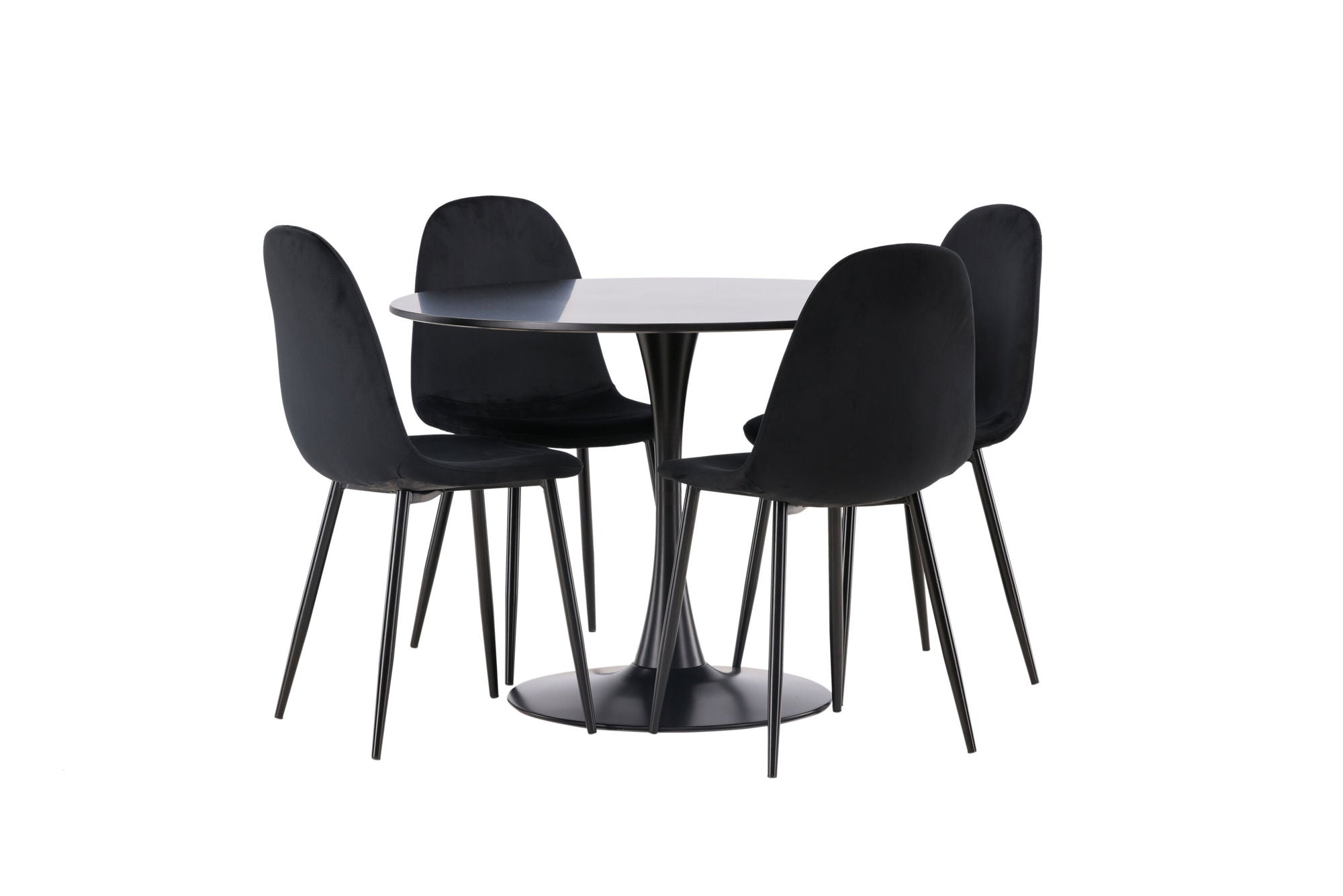 Venture Home Glade spisebord - Black / Black MDF +Polar Spisebordsstol - Black legs / Black Velvet _4