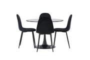 Venture Home Glade spisebord - Black / Black MDF +Polar Spisebordsstol - Black legs / Black Velvet _4