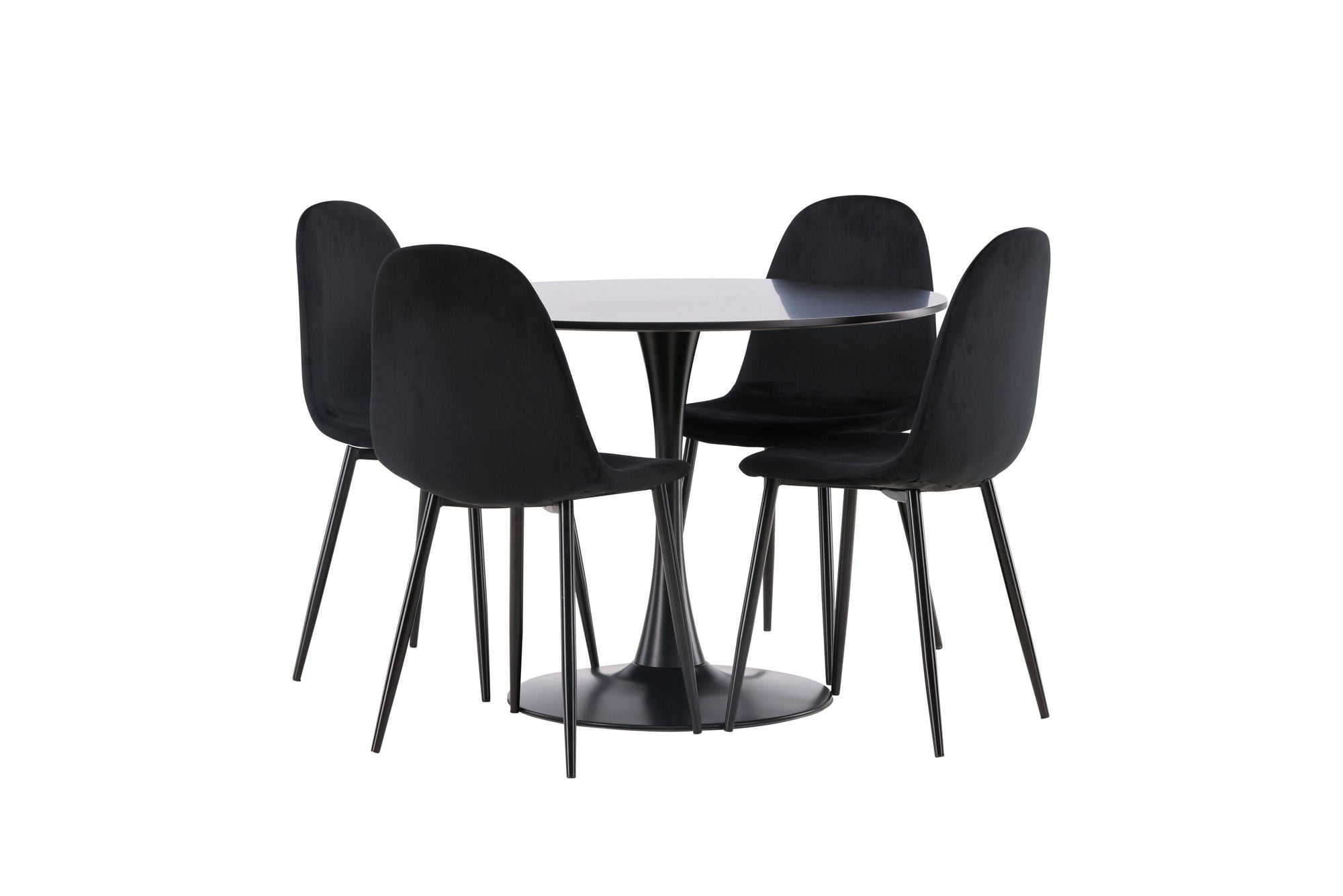 Venture Home Glade spisebord - Black / Black MDF +Polar Spisebordsstol - Black legs / Black Velvet _4
