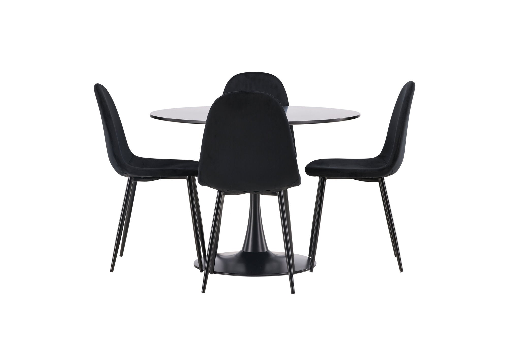 Venture Home Glade spisebord - Black / Black MDF +Polar Spisebordsstol - Black legs / Black Velvet _4